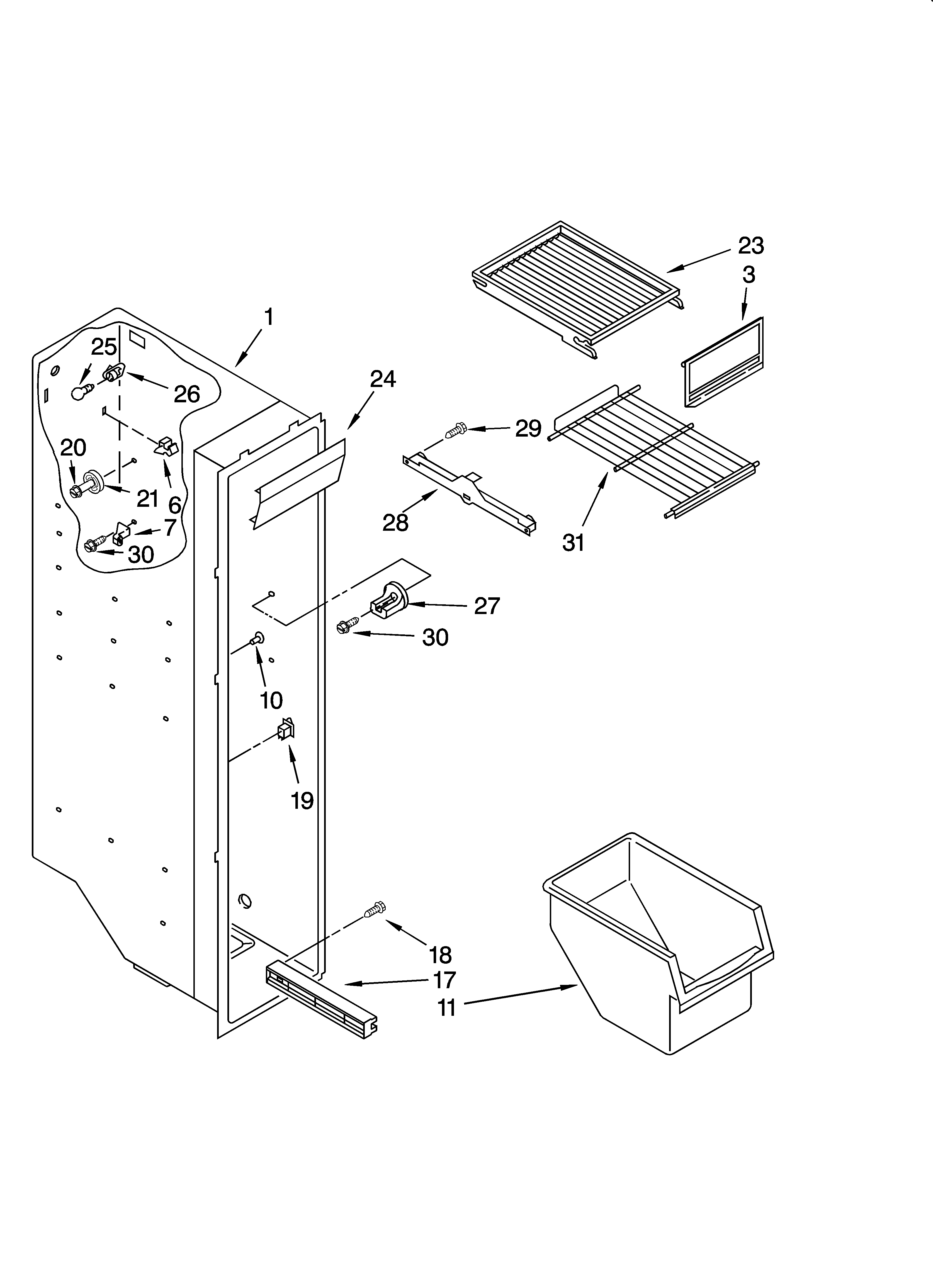 Whirlpool ED5PHEXNL00 freezer liner parts diagram