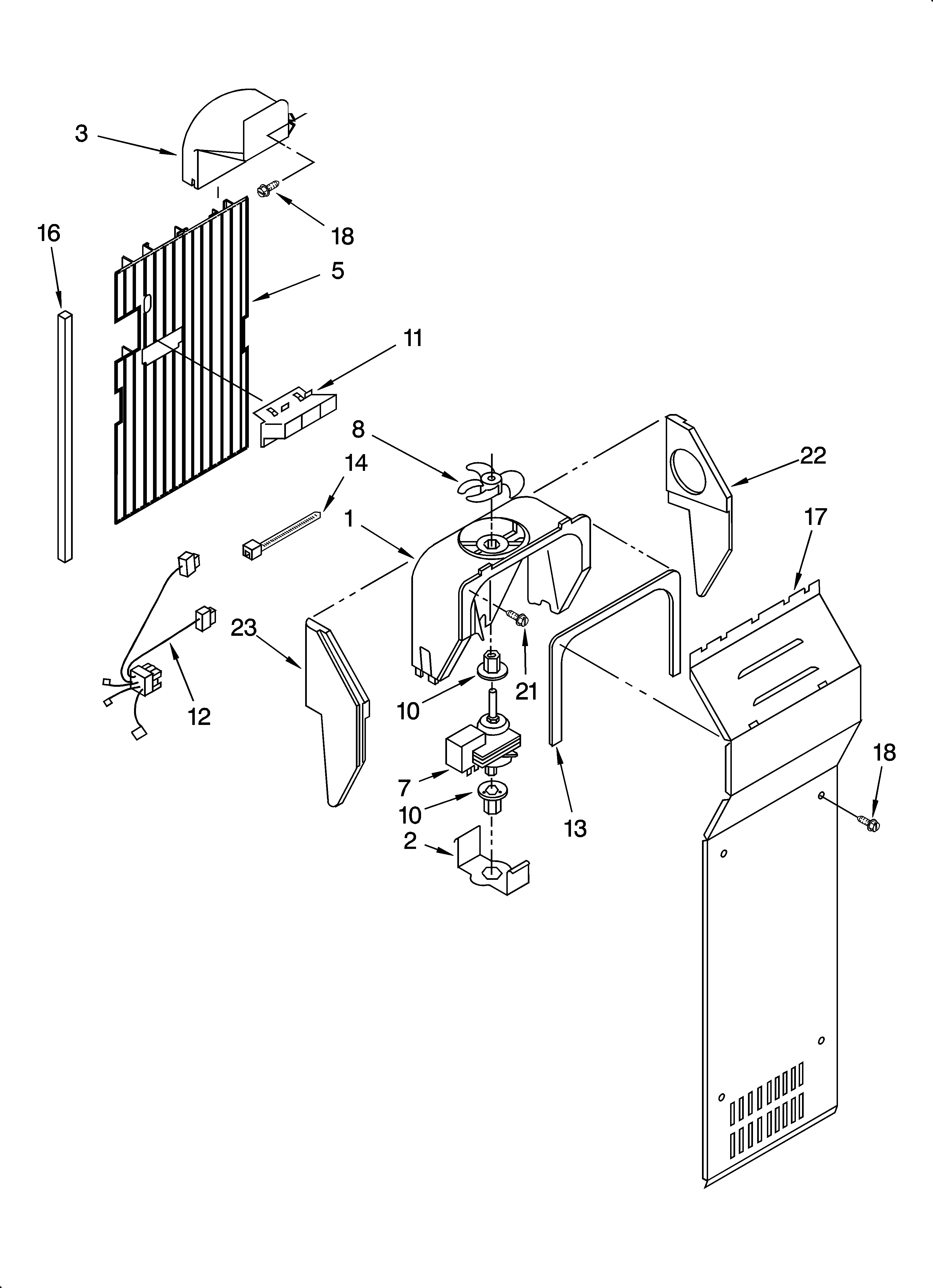 Whirlpool ED5PHEXNL00 air flow parts diagram