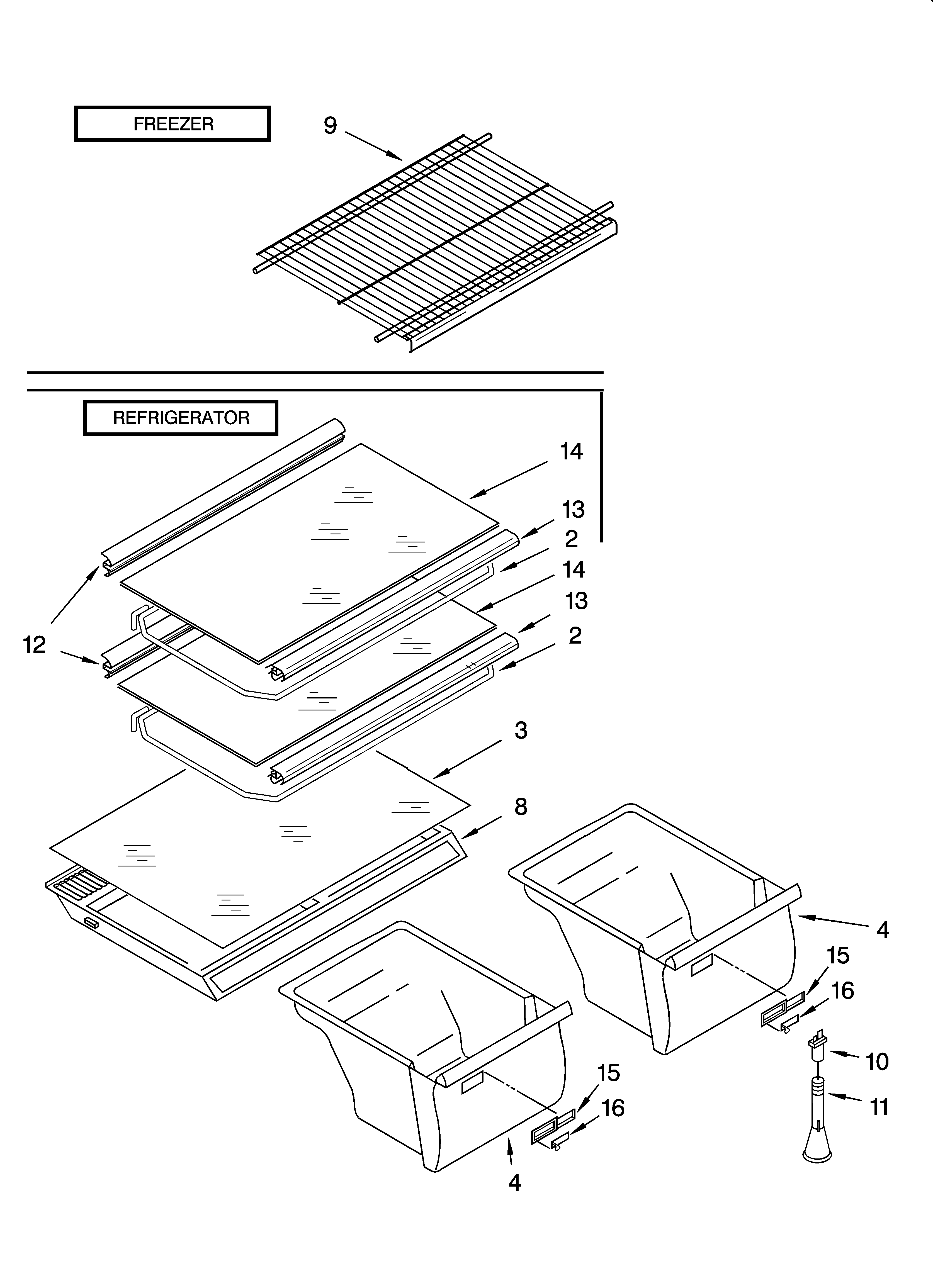Whirlpool ER8GHKXMS01 shelf parts, optional parts diagram