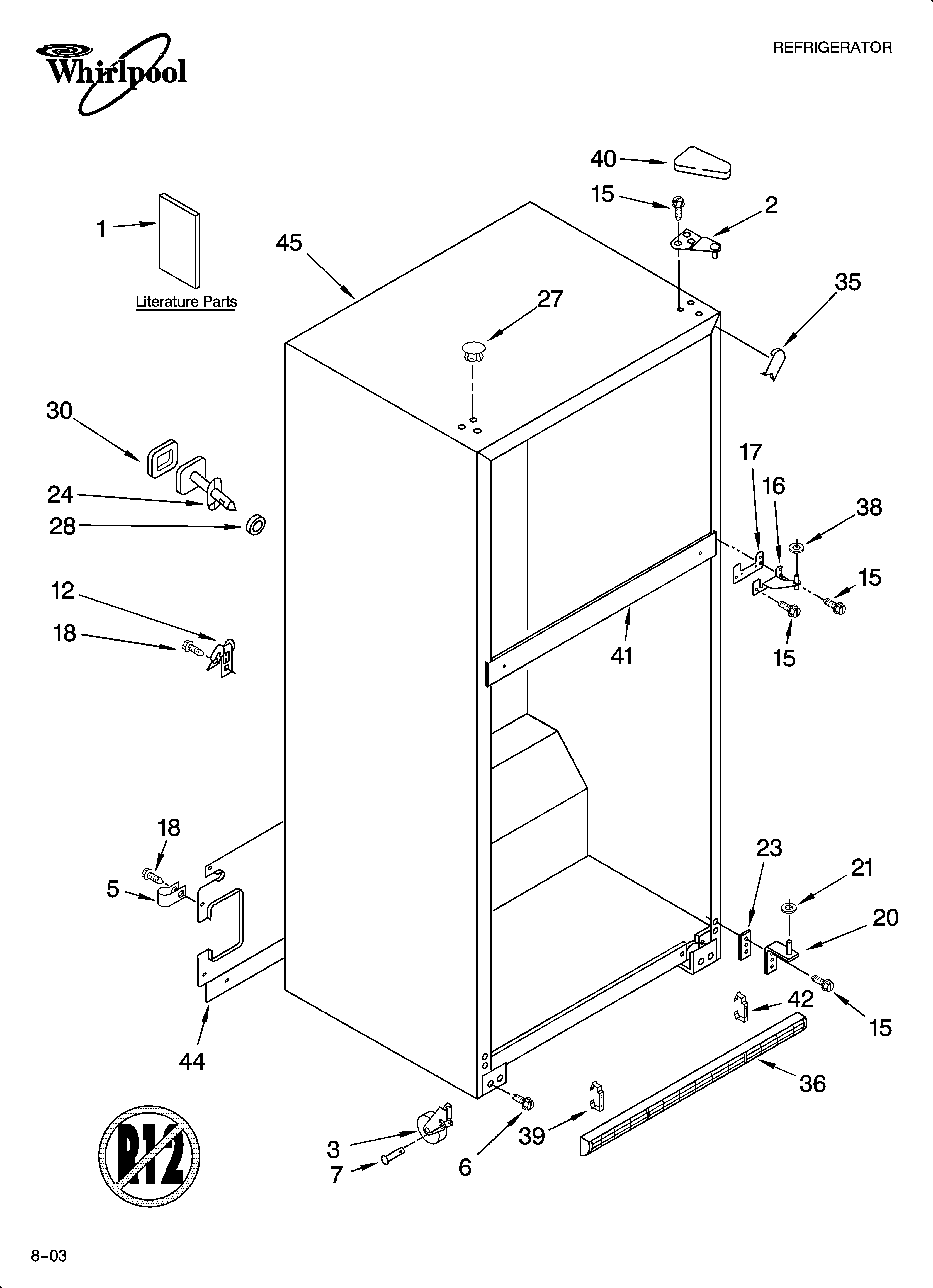 Whirlpool ET8WTEXKT03 cabinet parts diagram