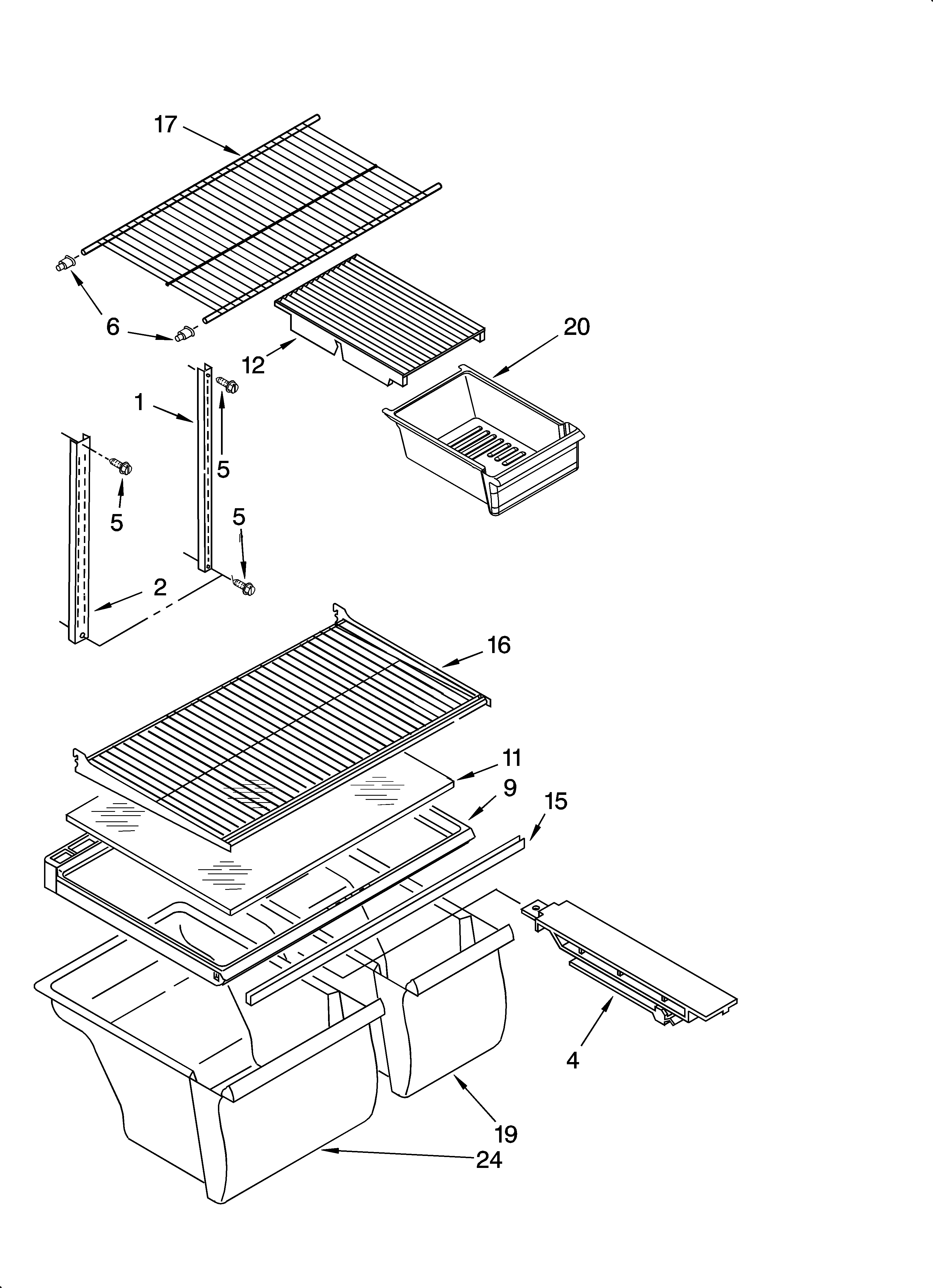 Whirlpool ET8WTEXKT03 shelf parts, optional parts diagram