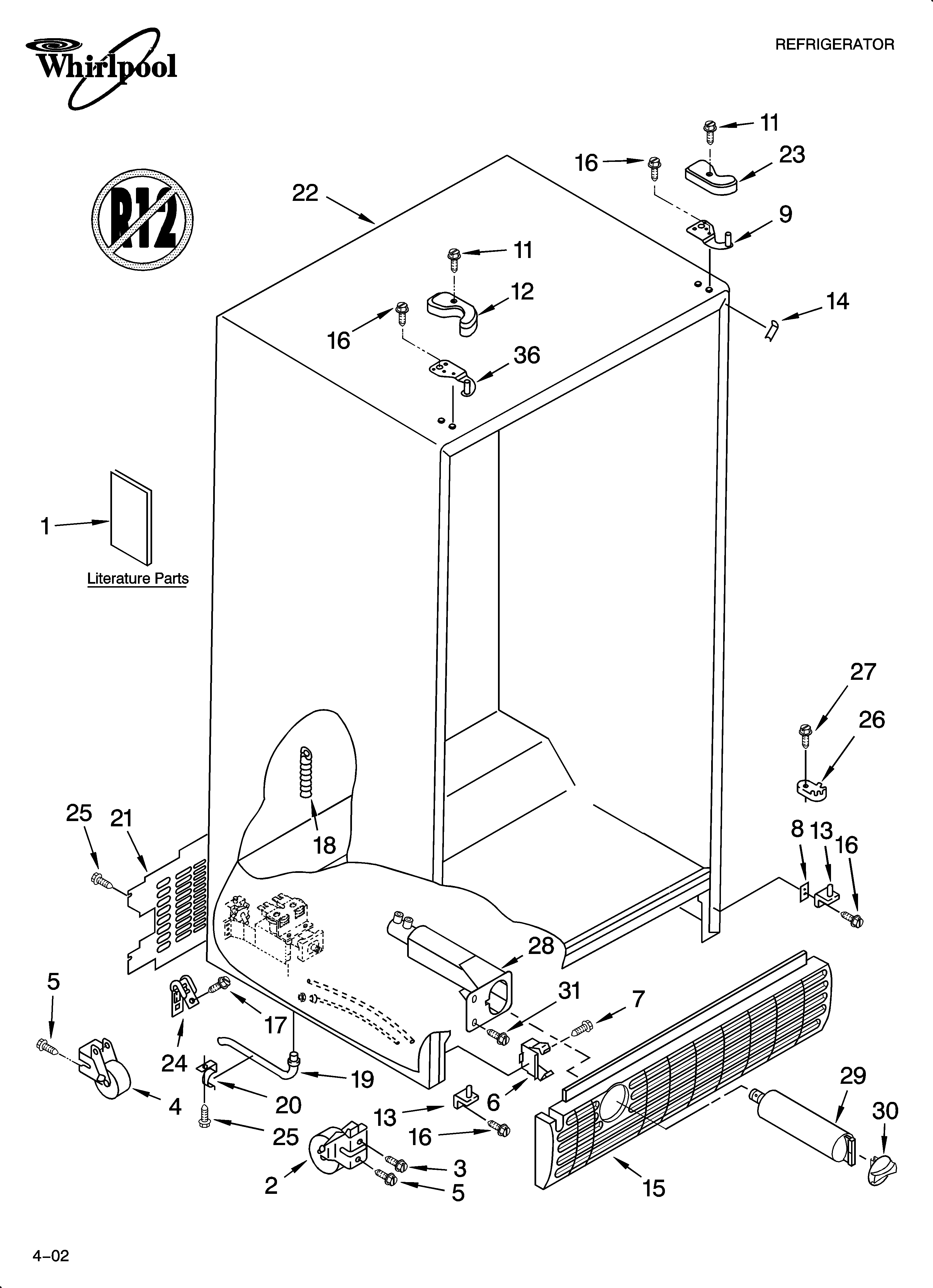 Whirlpool GD5SHAXLQ01 cabinet parts diagram