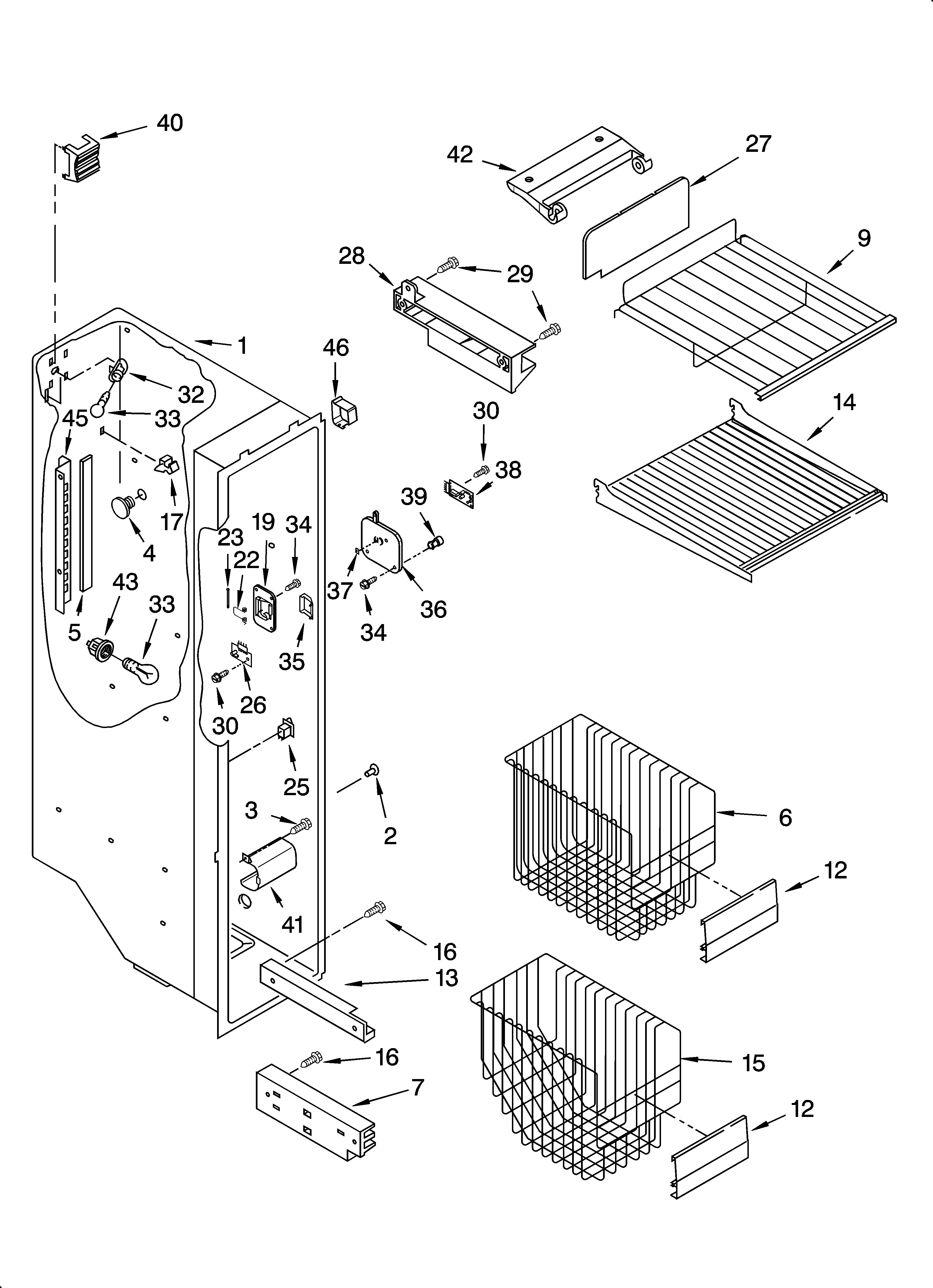 KitchenAid KSRK25XLSS10 freezer liner parts diagram