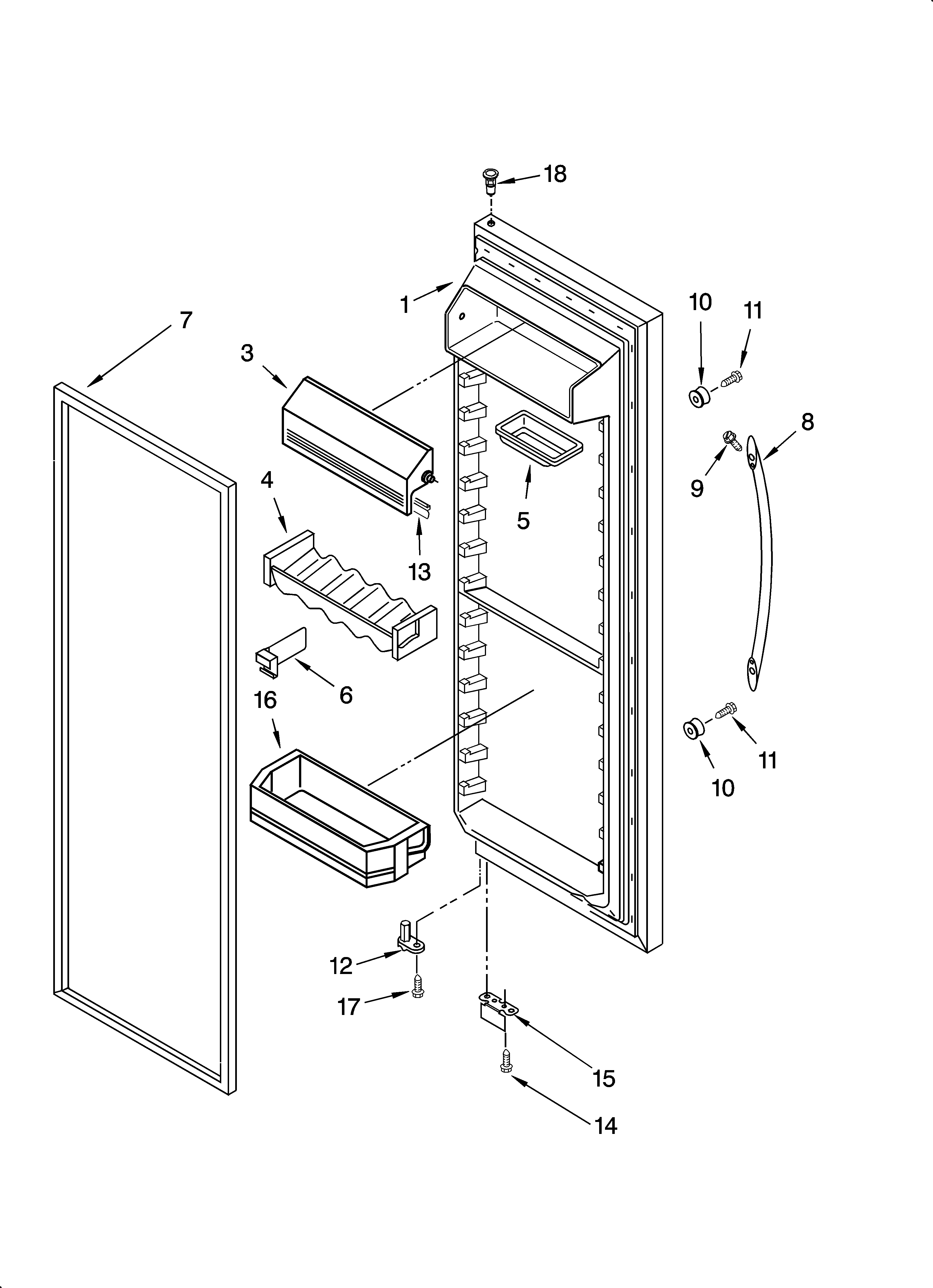 KitchenAid KSRK25XLSS10 refrigerator door parts diagram