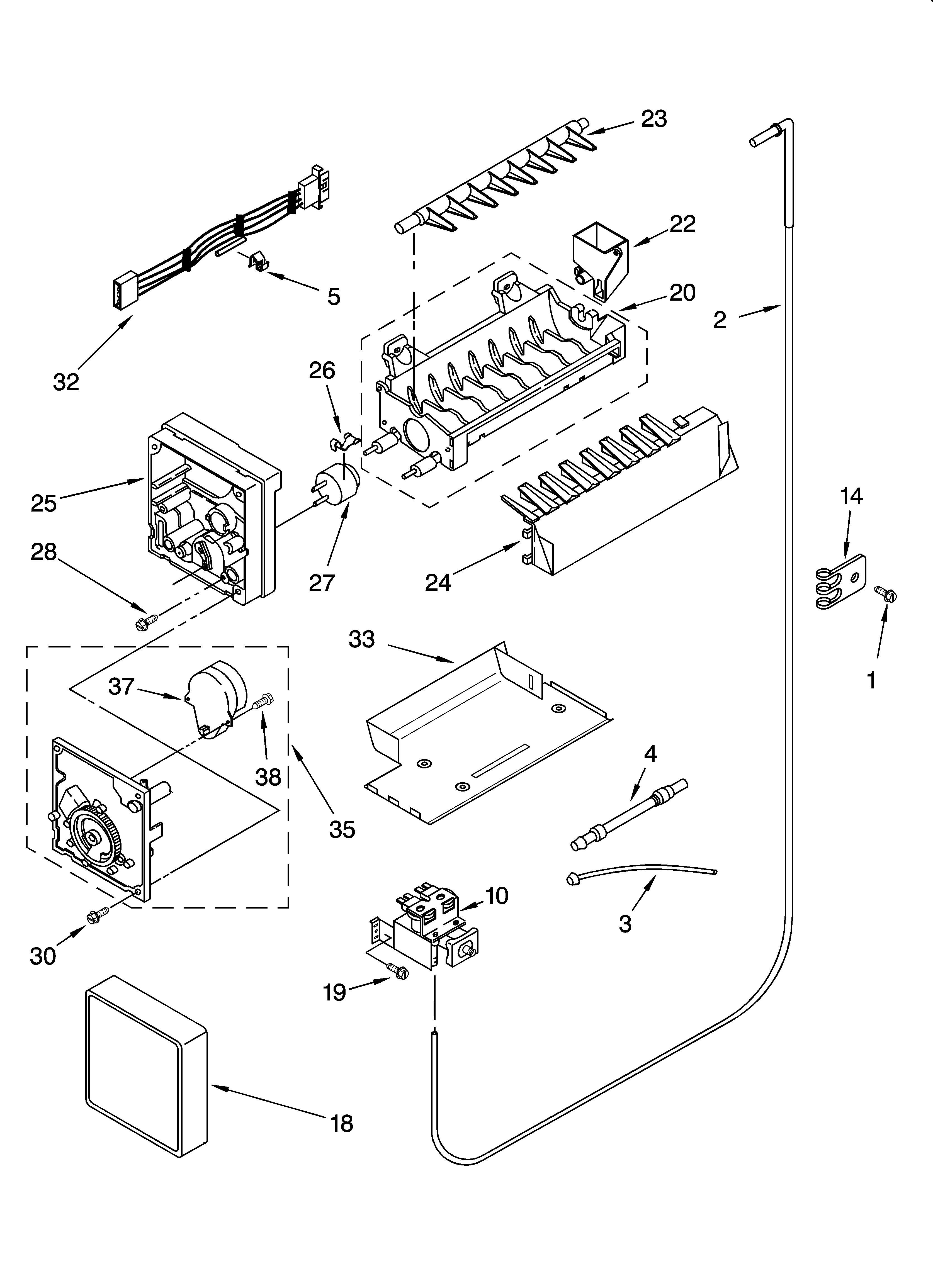 KitchenAid KSRK25XLSS10 icemaker parts, parts not illustrated diagram