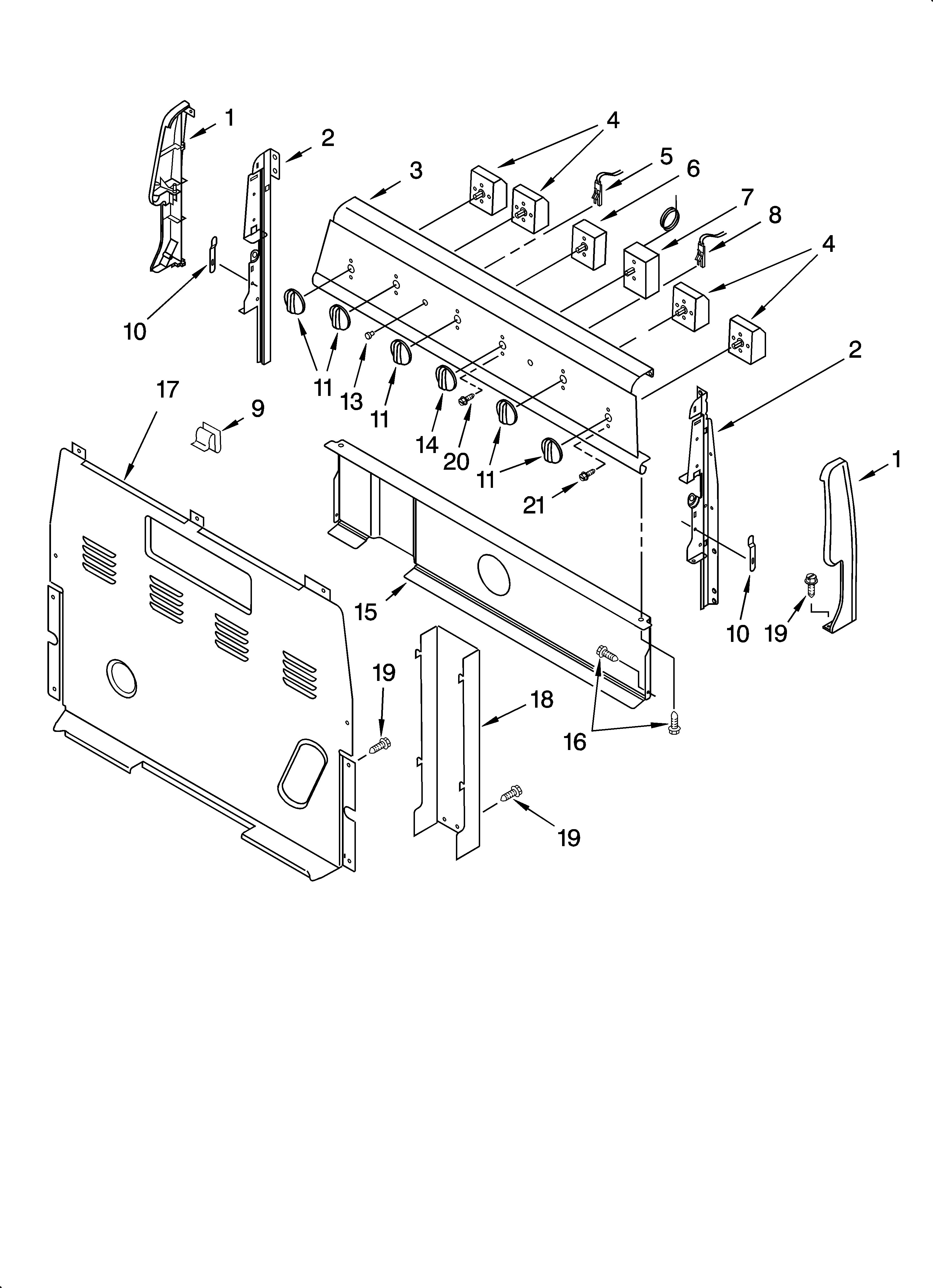 Whirlpool RF302BXKQ1 control panel parts diagram