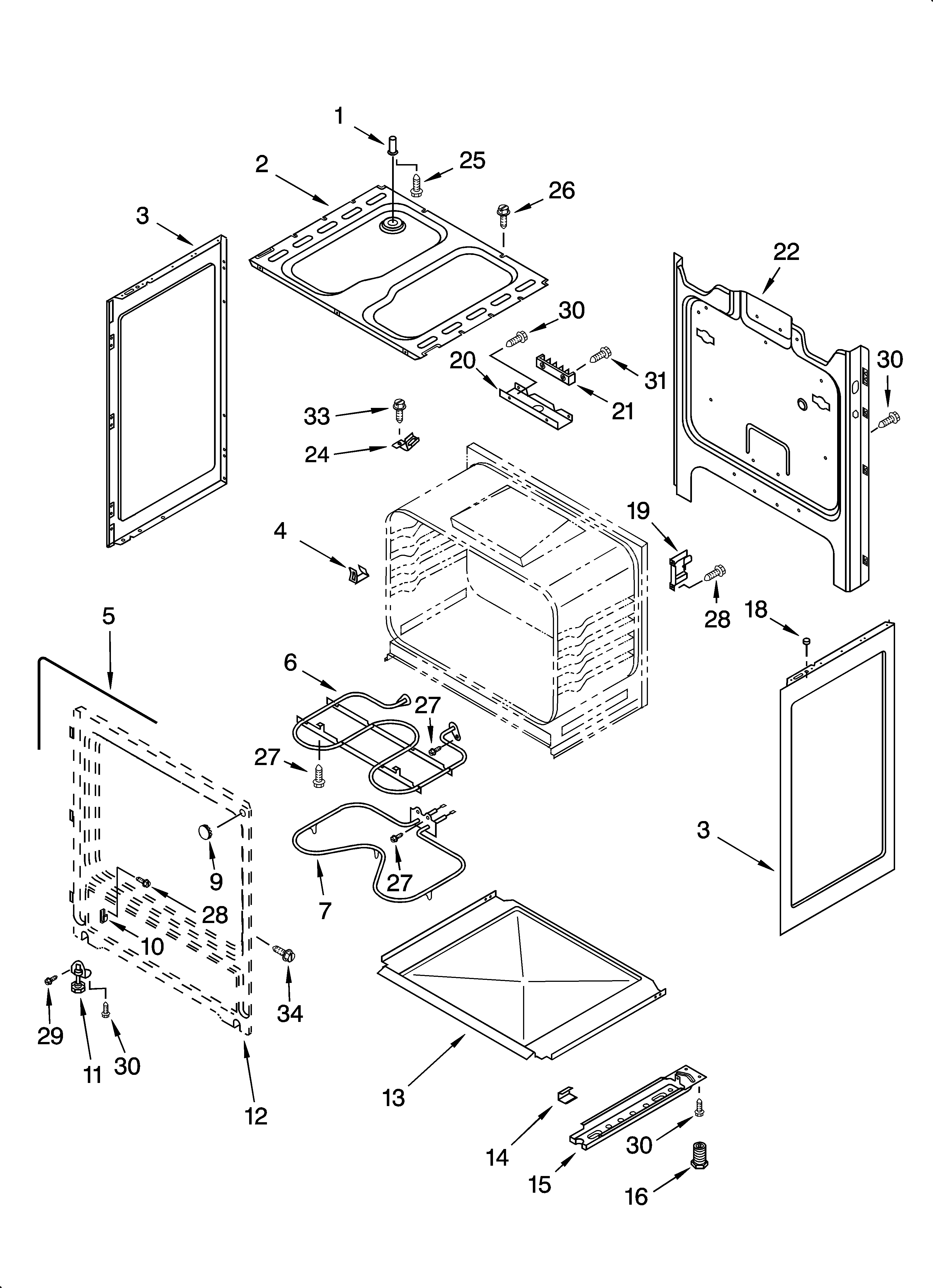 Whirlpool RF302BXKQ1 chassis parts diagram