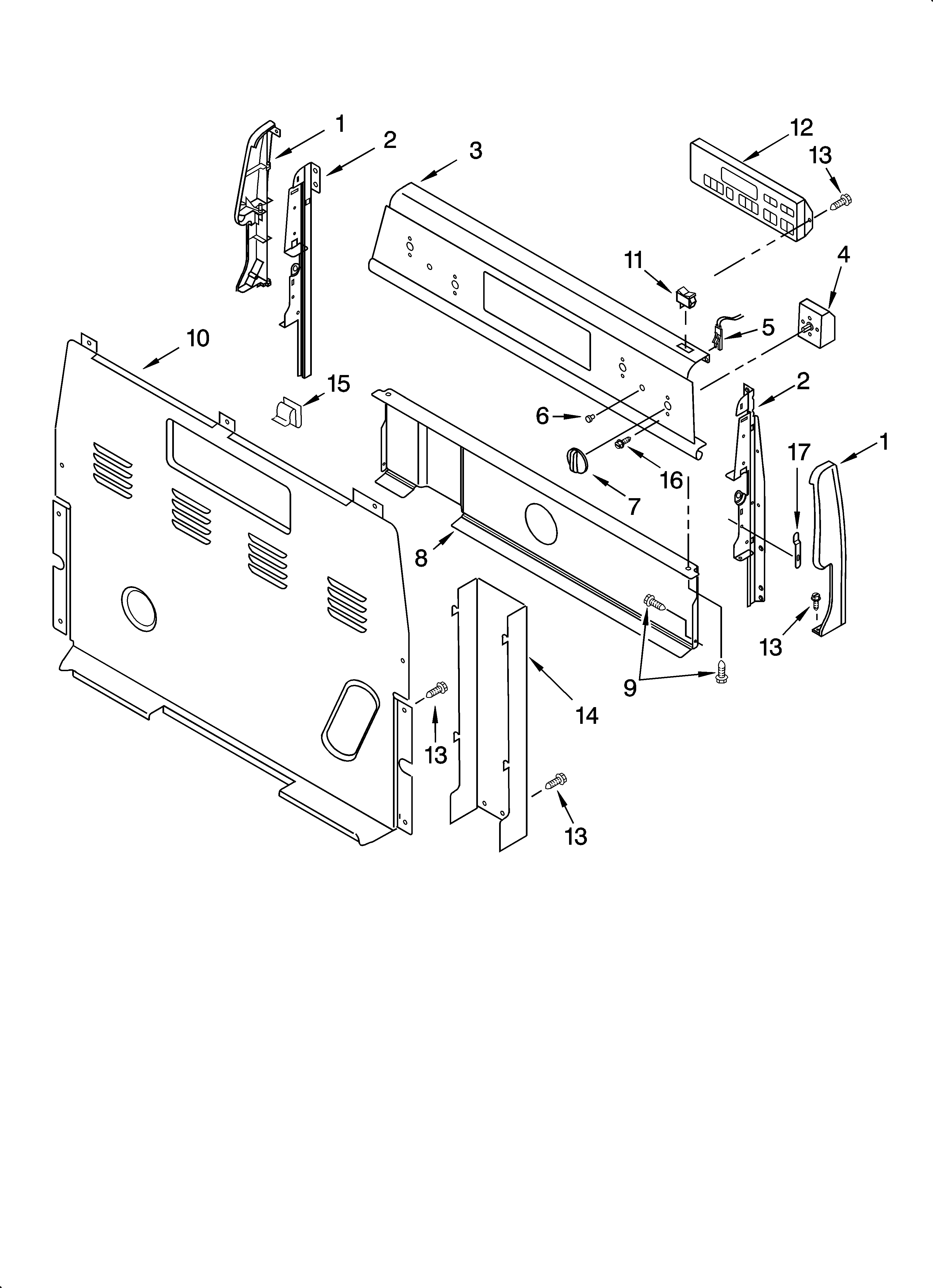 Whirlpool RF315PXKB0 control panel parts diagram