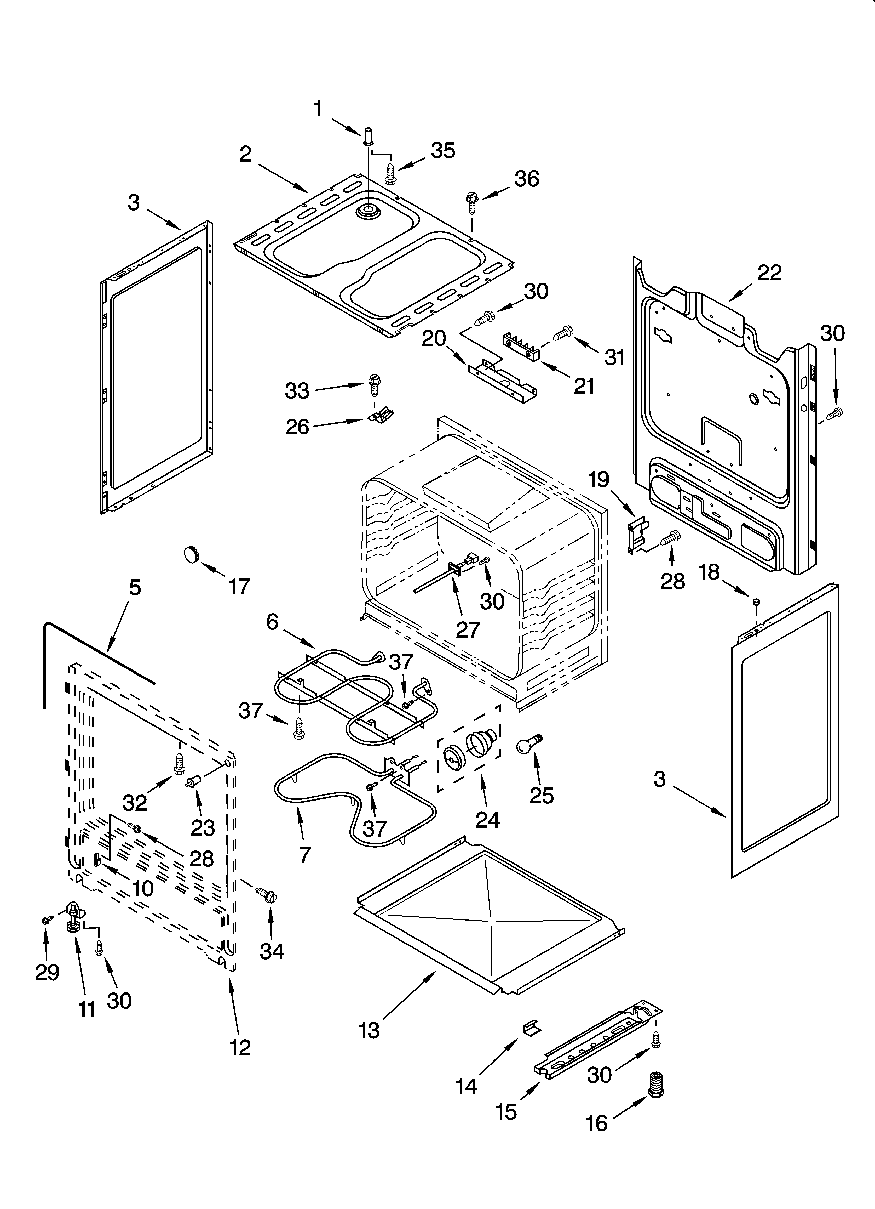 Whirlpool RF315PXKB0 chassis parts diagram