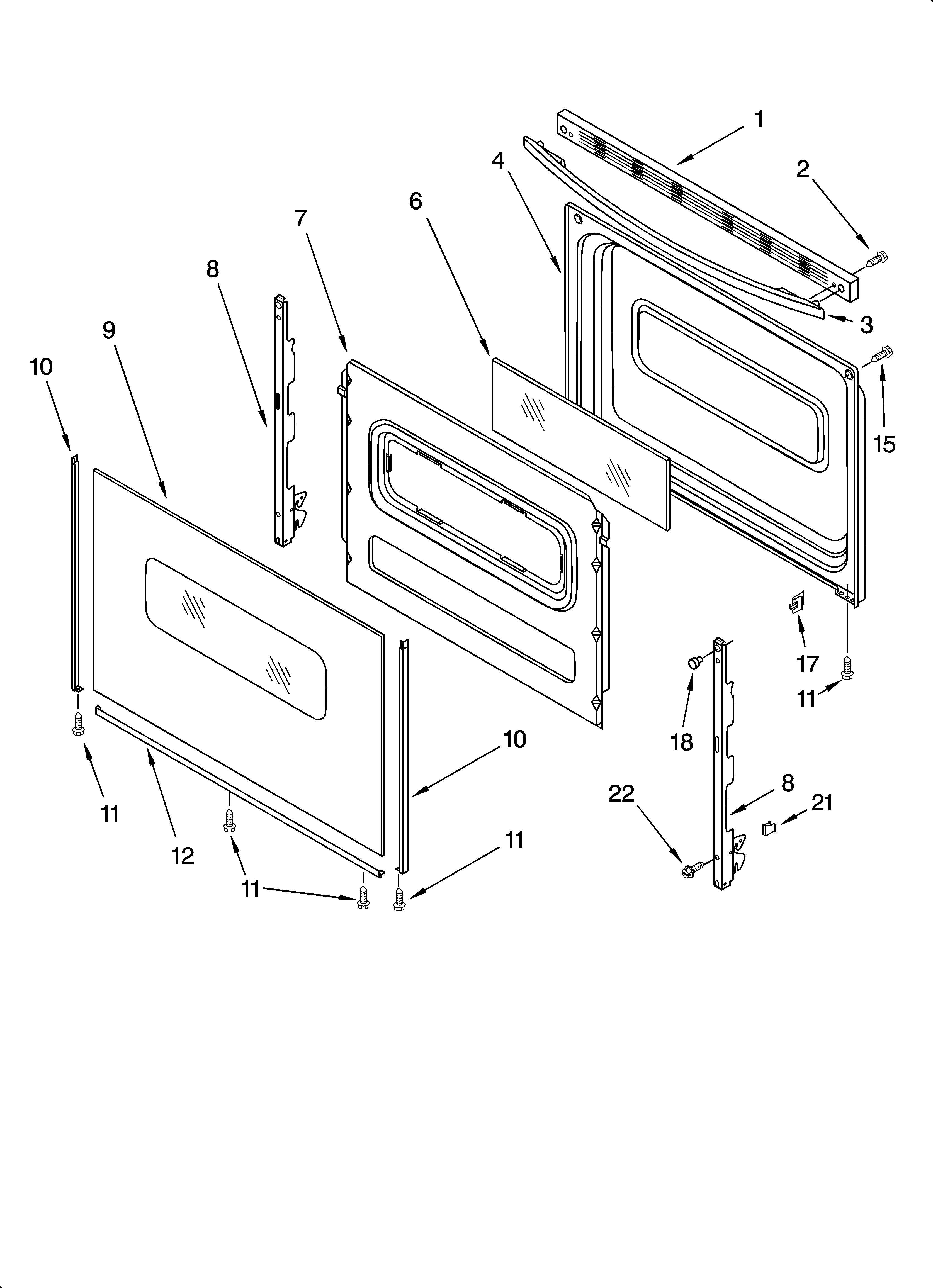 Whirlpool RF315PXKB0 door parts, miscellaneous parts diagram