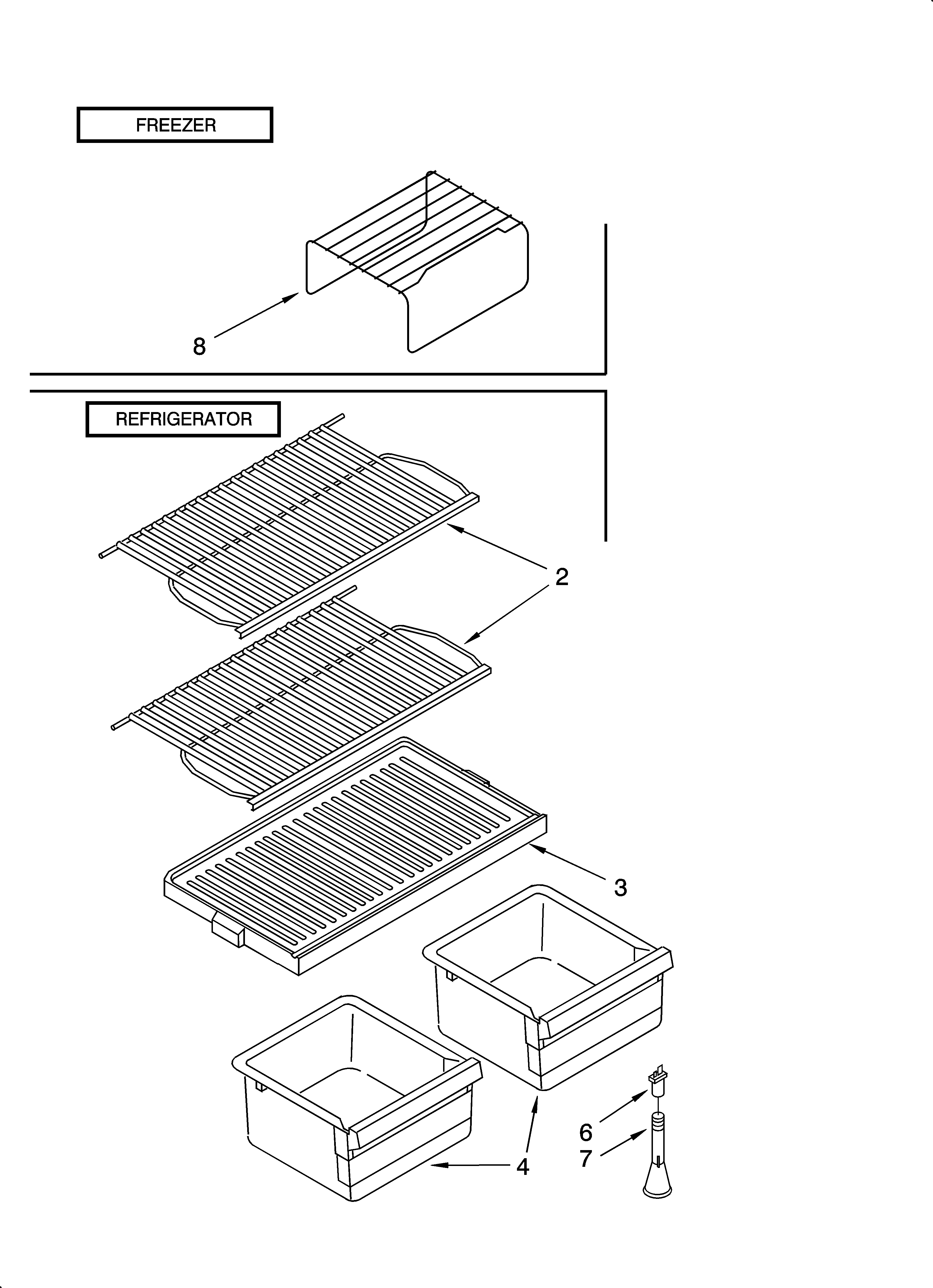 Roper RT16DKYKT01 shelf parts, literature and optional parts diagram
