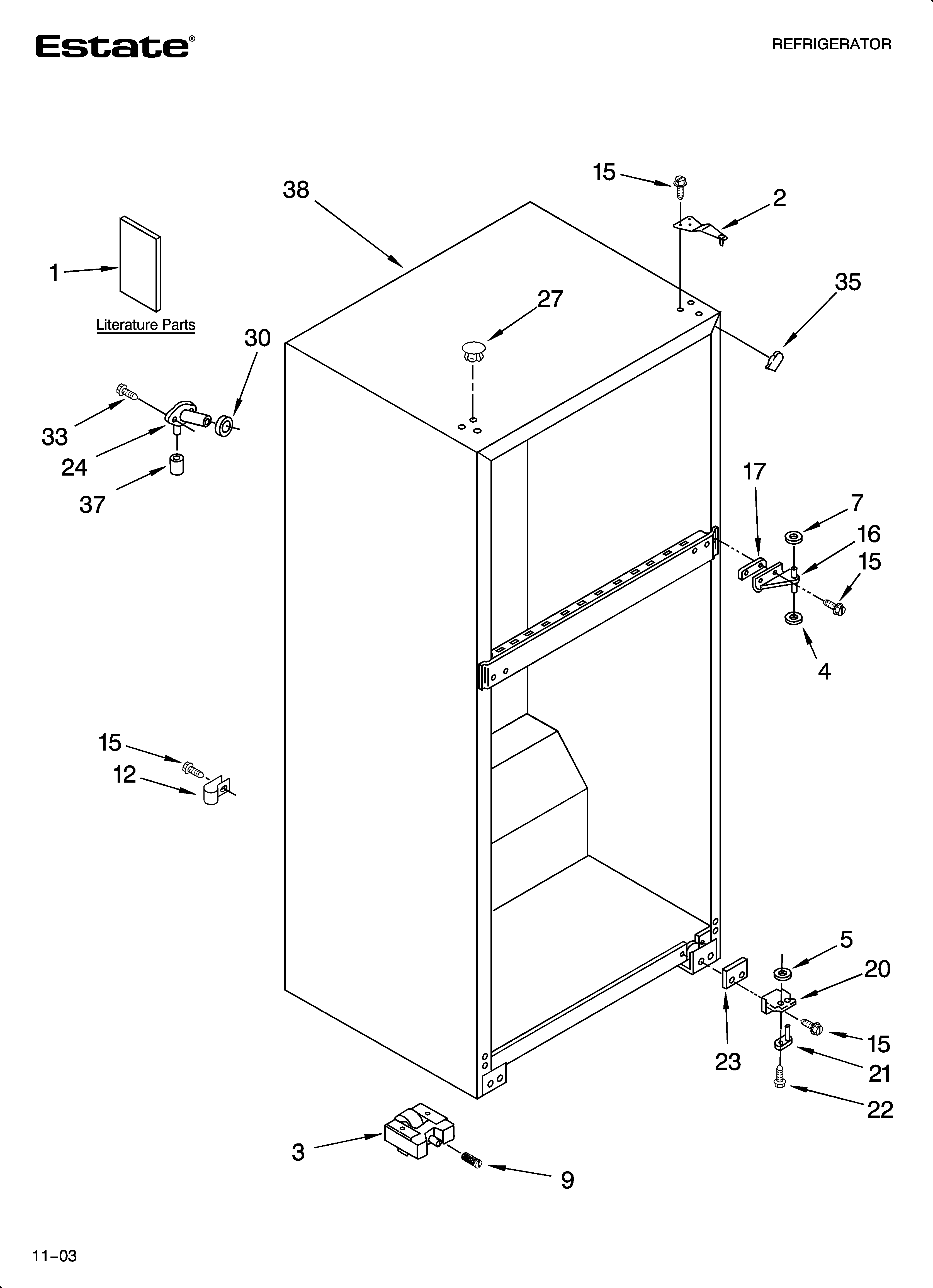 Estate TT16TKXKQ01 cabinet parts diagram