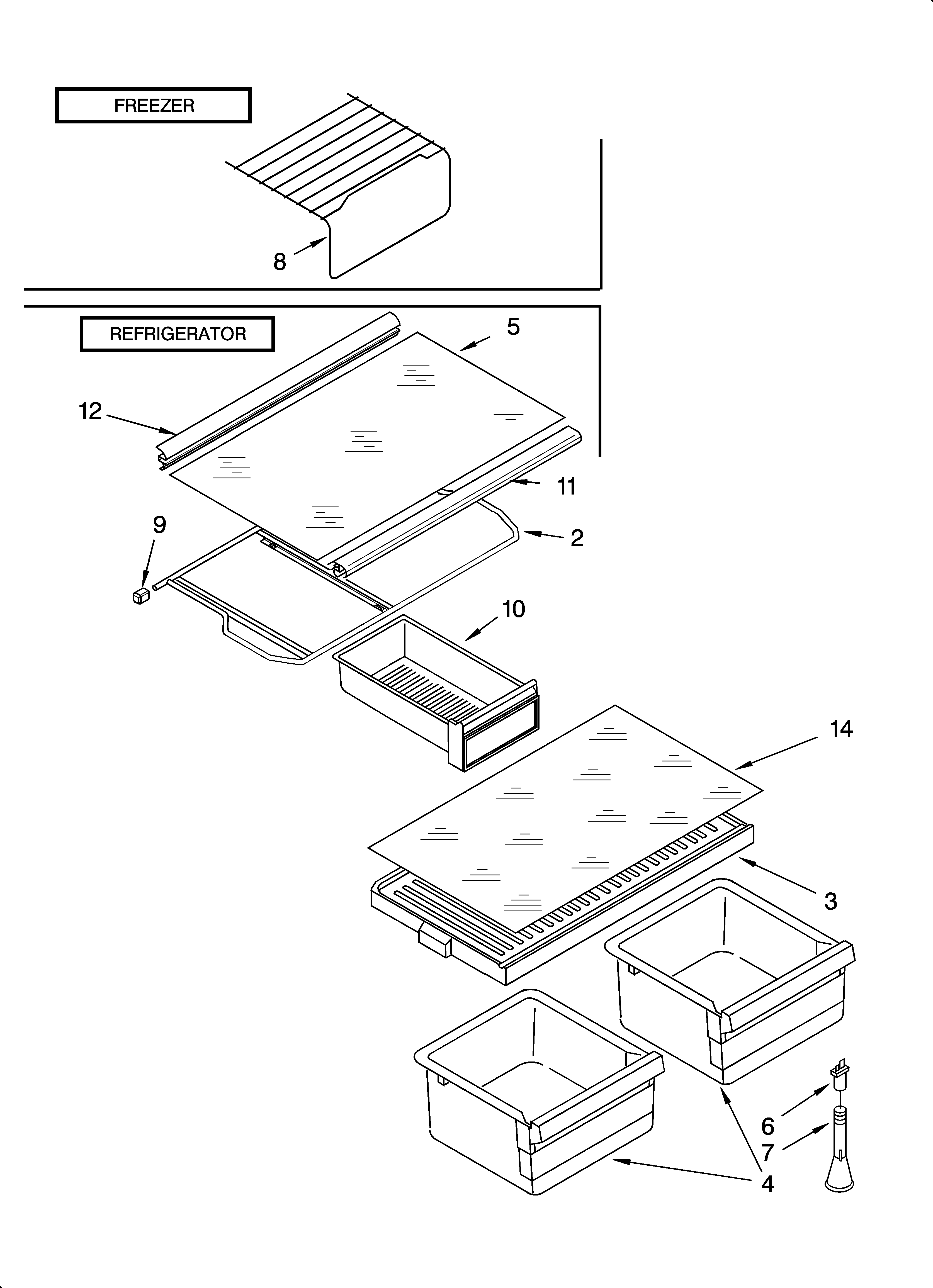 Estate TT16TKXKQ01 shelf parts, optional parts diagram