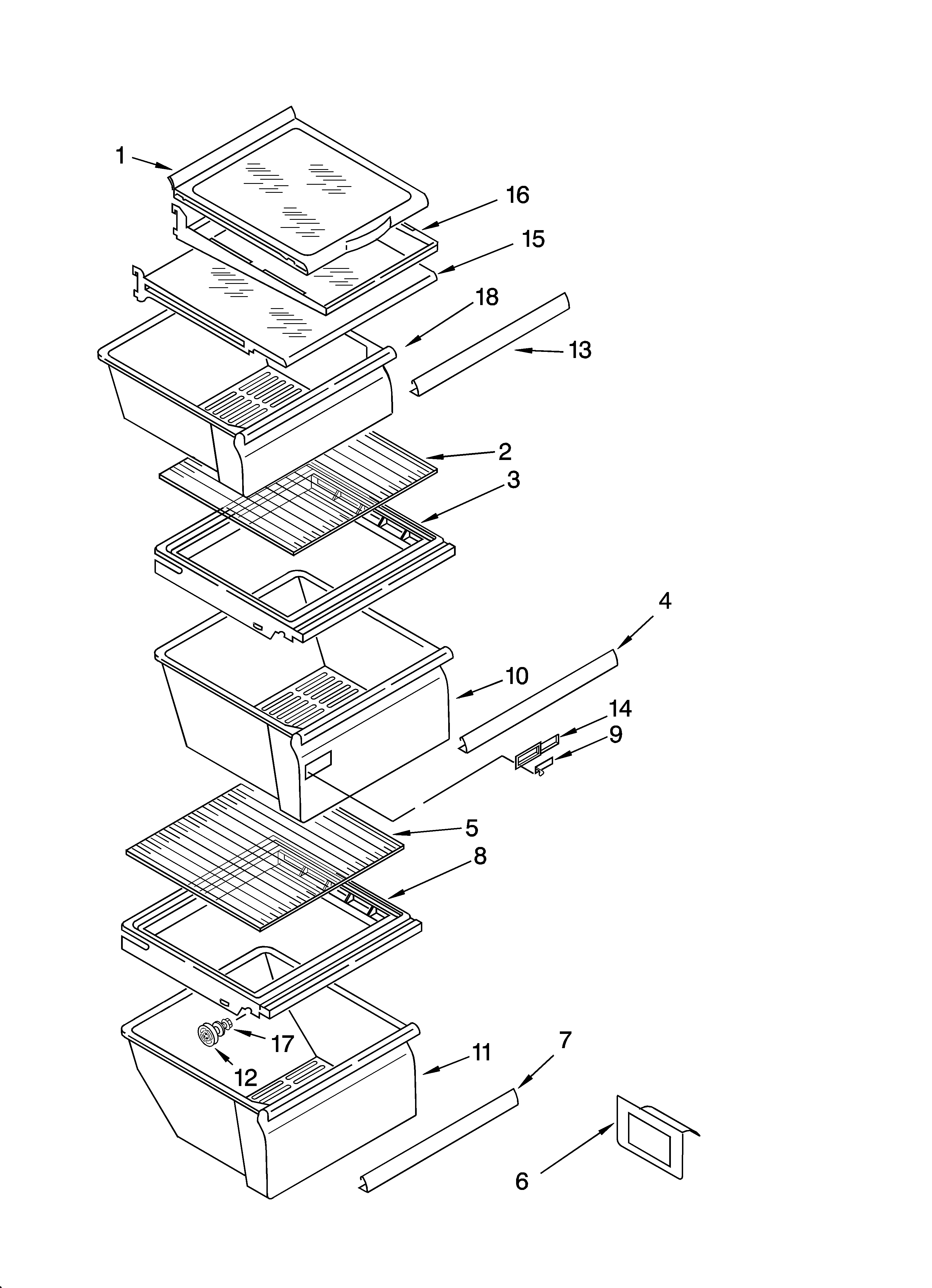 Whirlpool ED2LHAXMB10 refrigerator shelf parts diagram