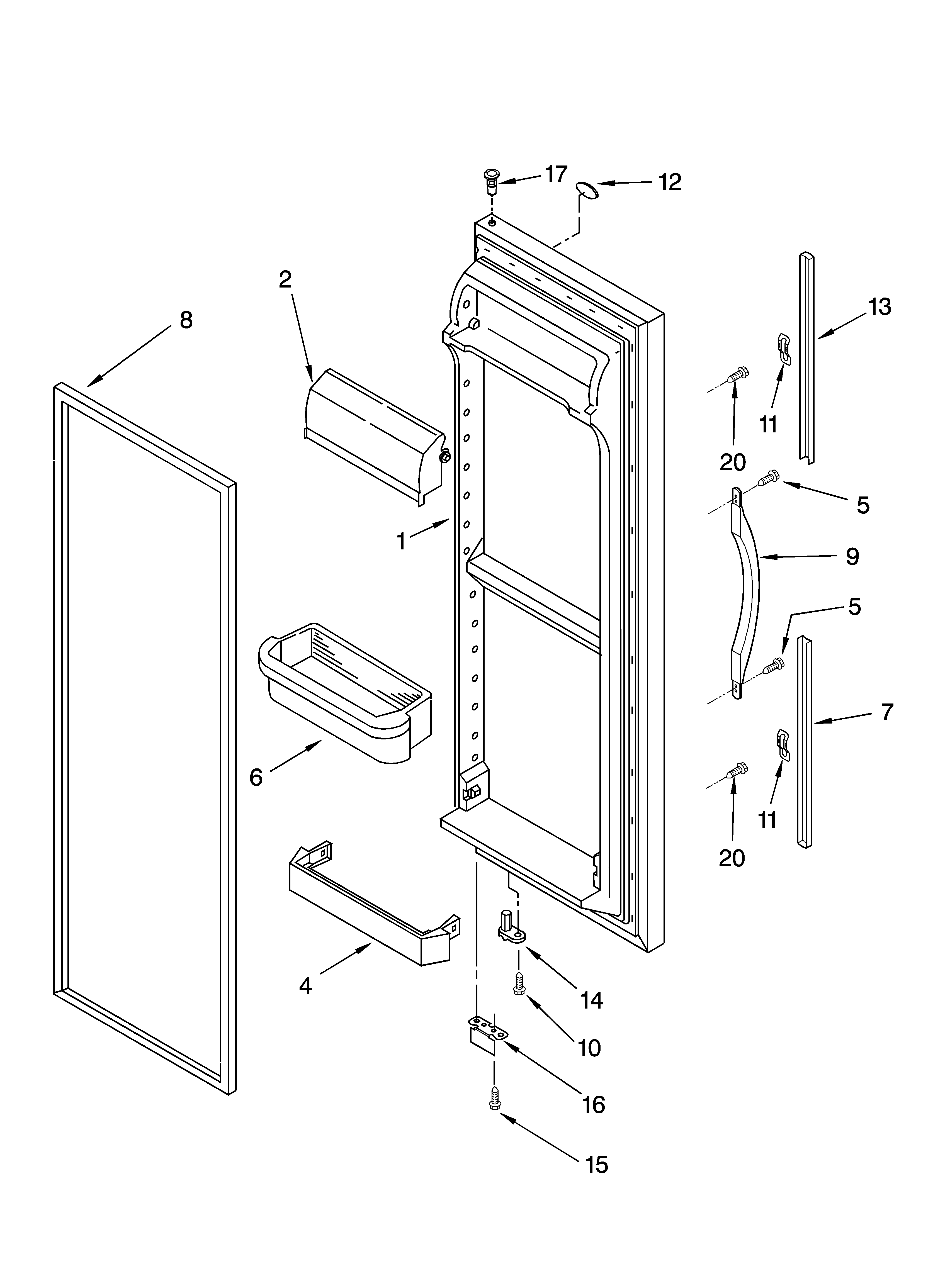 Whirlpool ED2LHAXMB10 refrigerator door parts diagram