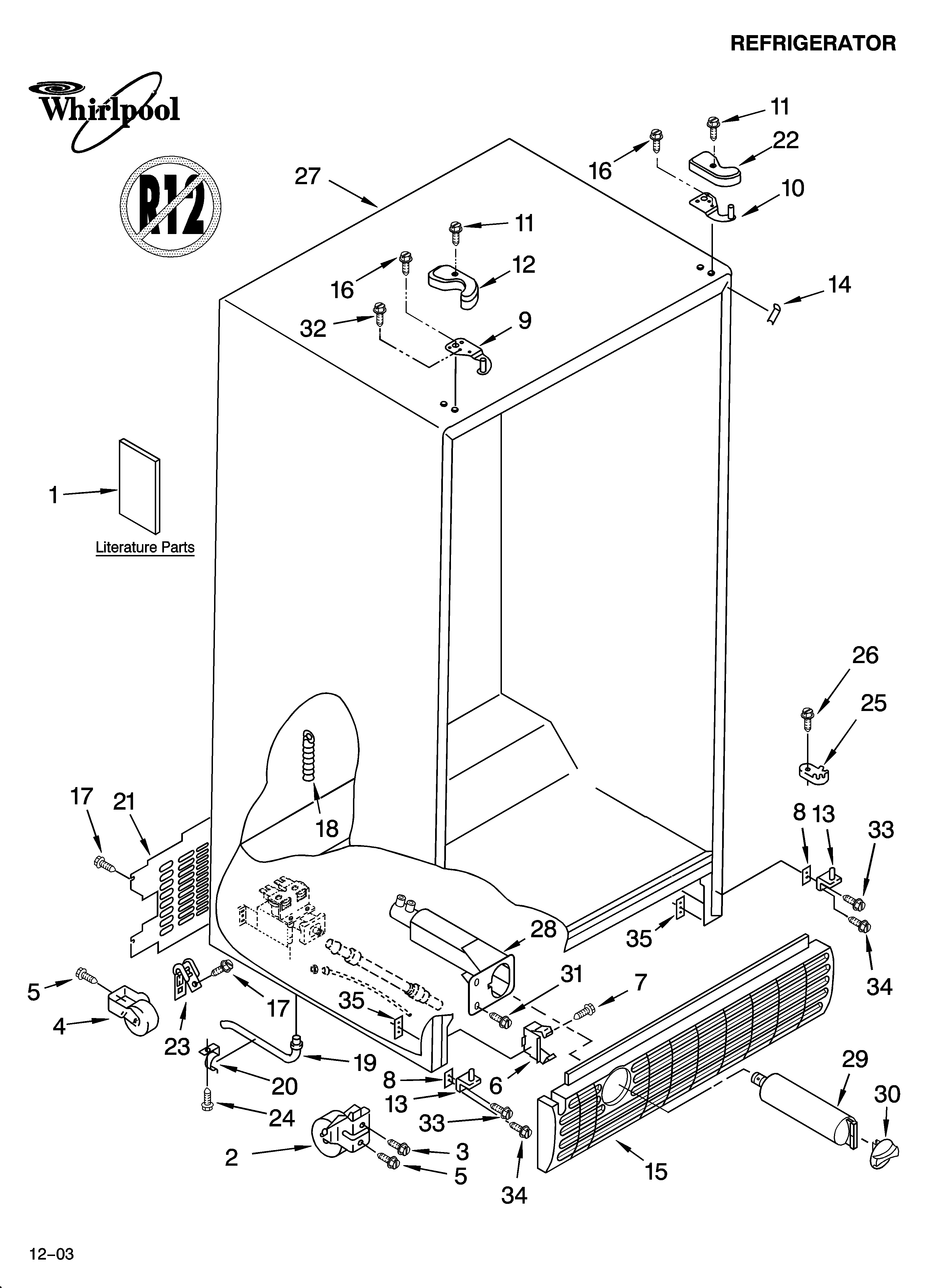 Whirlpool ED2PHEXNB00 cabinet parts diagram