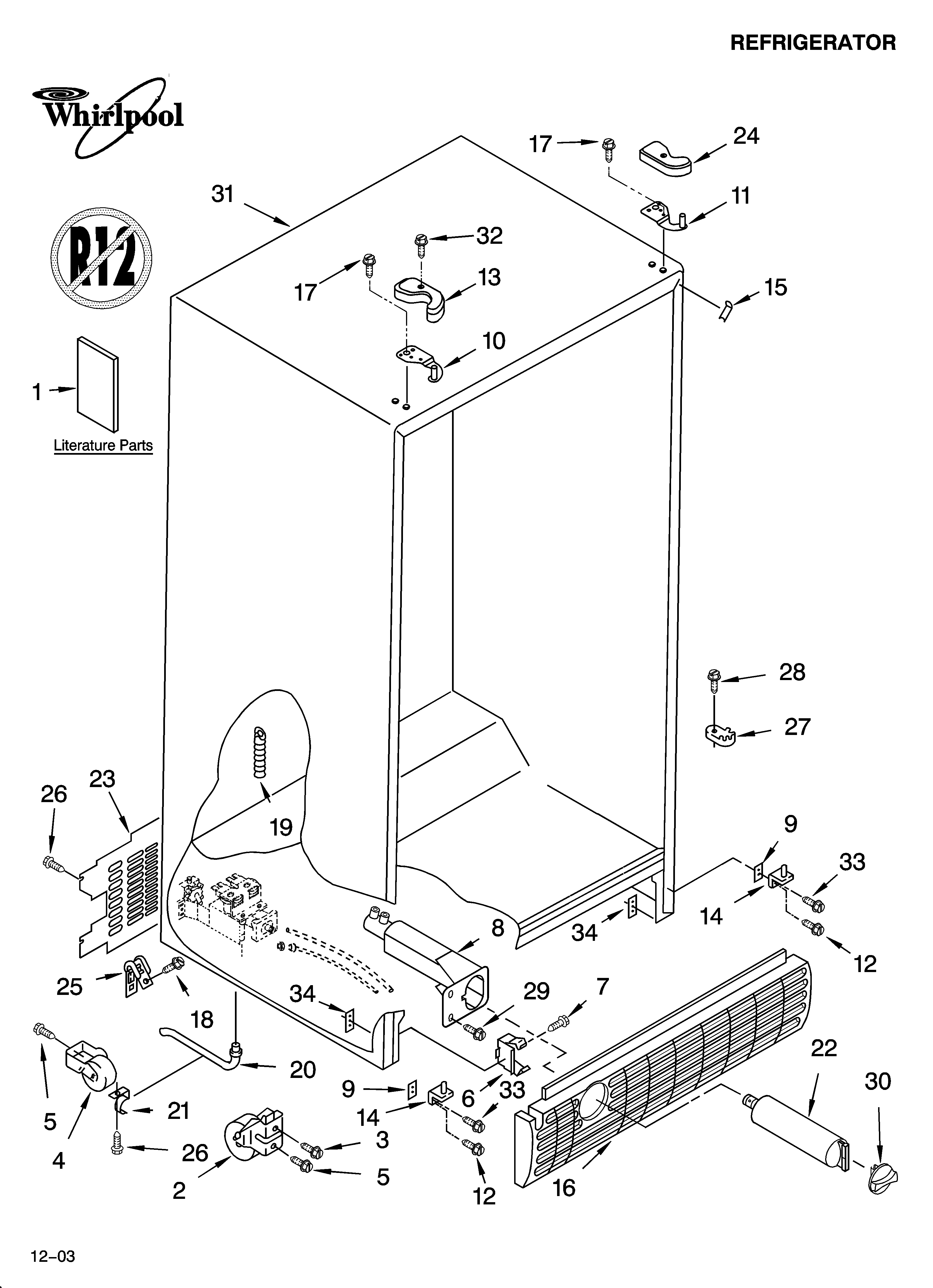 Whirlpool ED2SHAXMB10 cabinet parts diagram