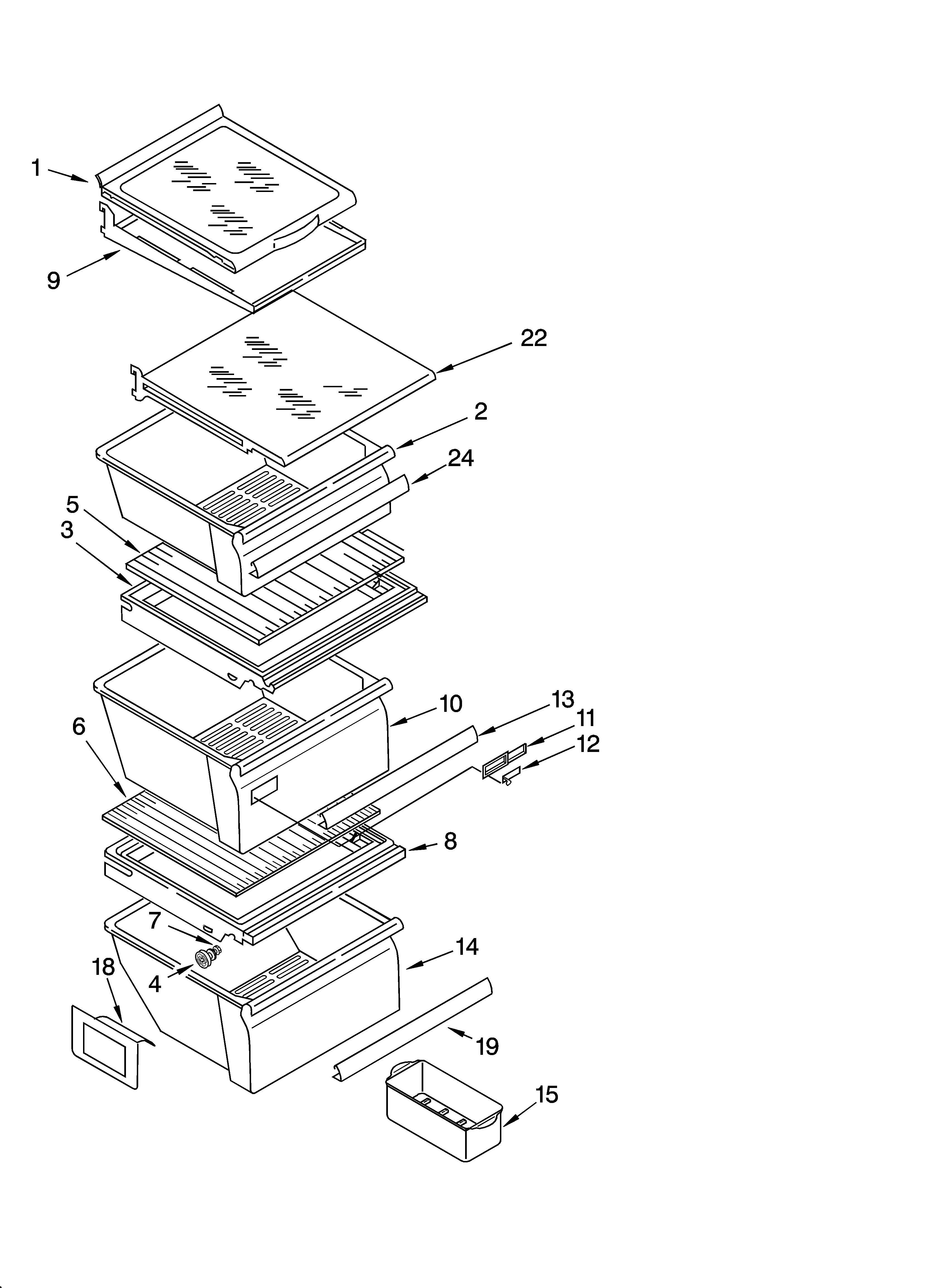 Whirlpool ED2SHAXMB10 refrigerator shelf parts diagram