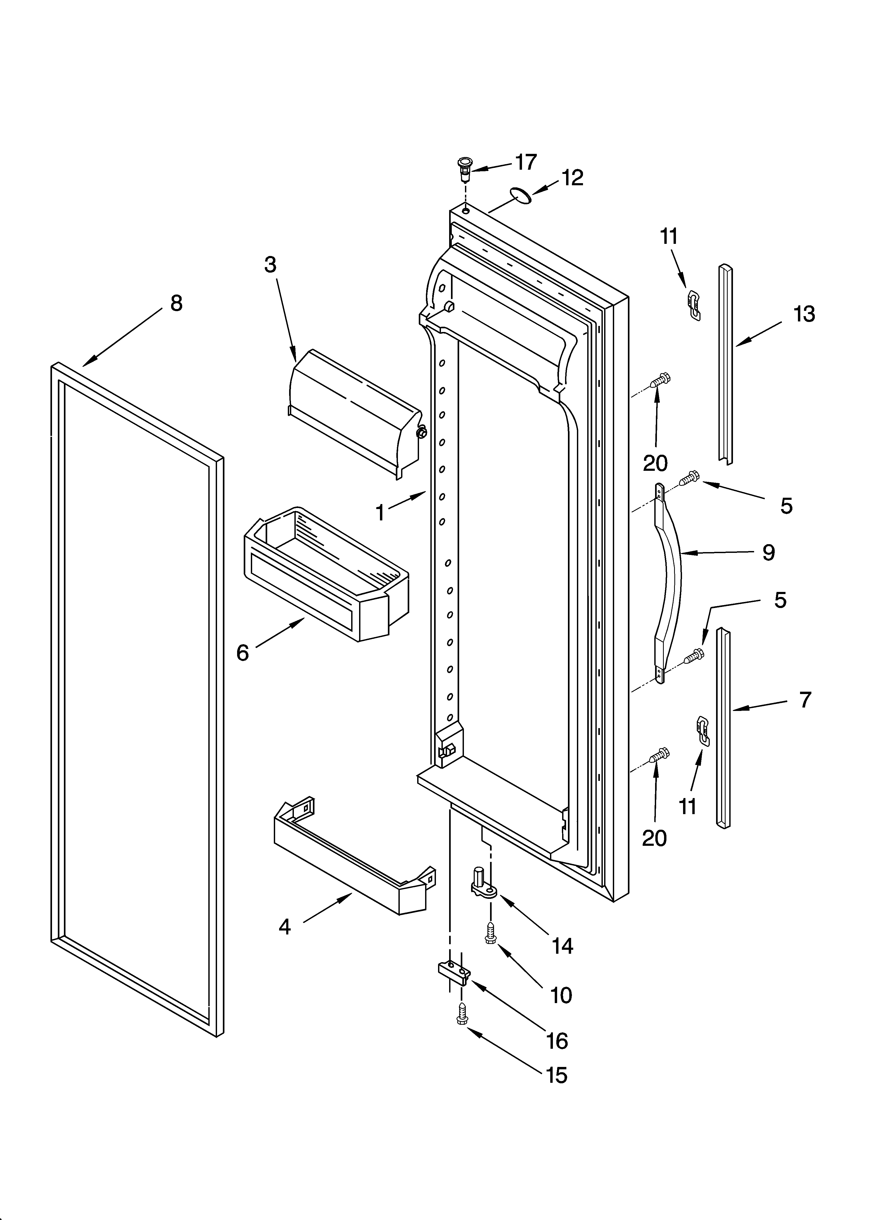 Whirlpool ED2SHAXMB10 refrigerator door parts diagram