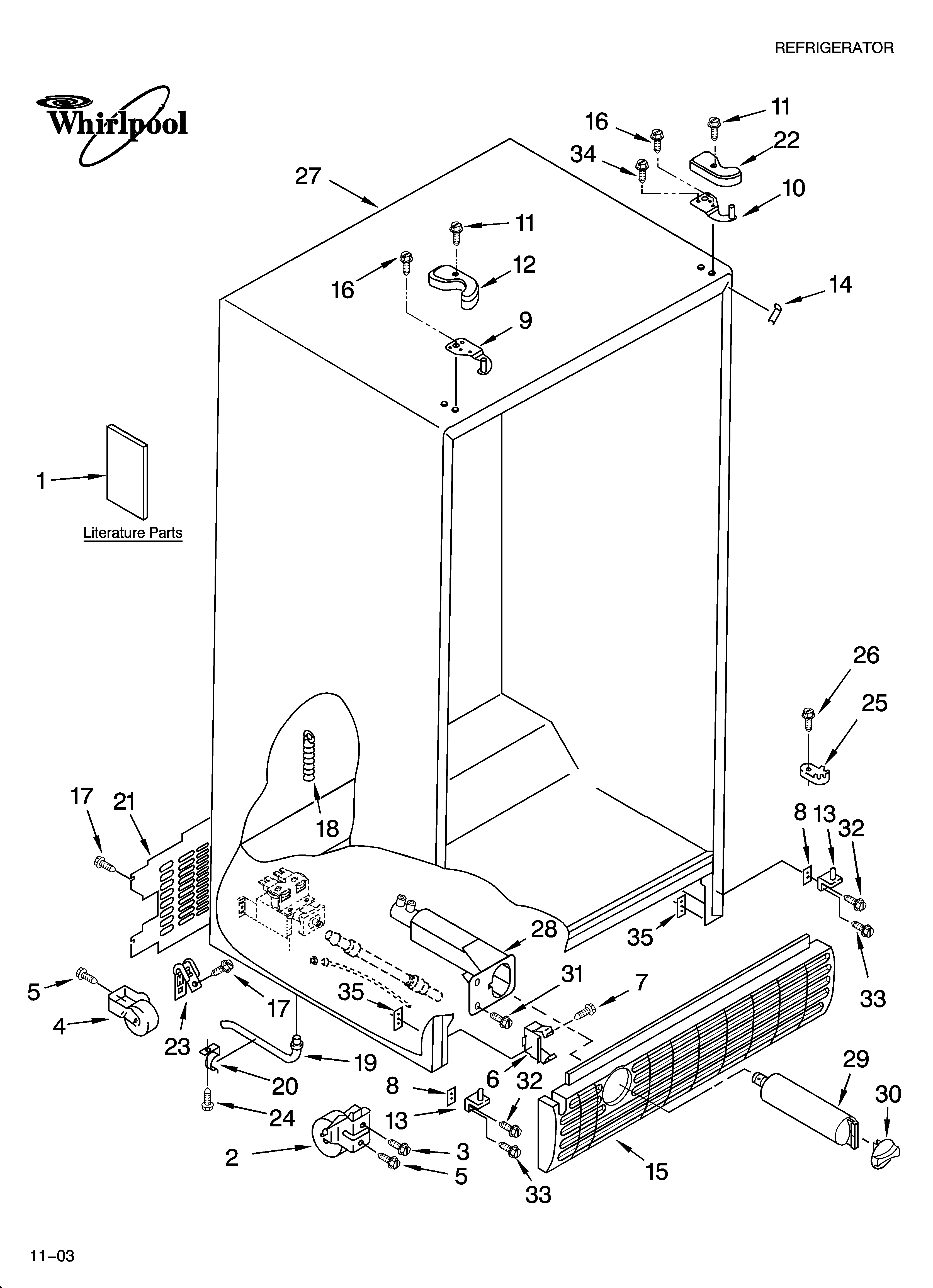 Whirlpool ED2VHGXMT10 cabinet parts diagram