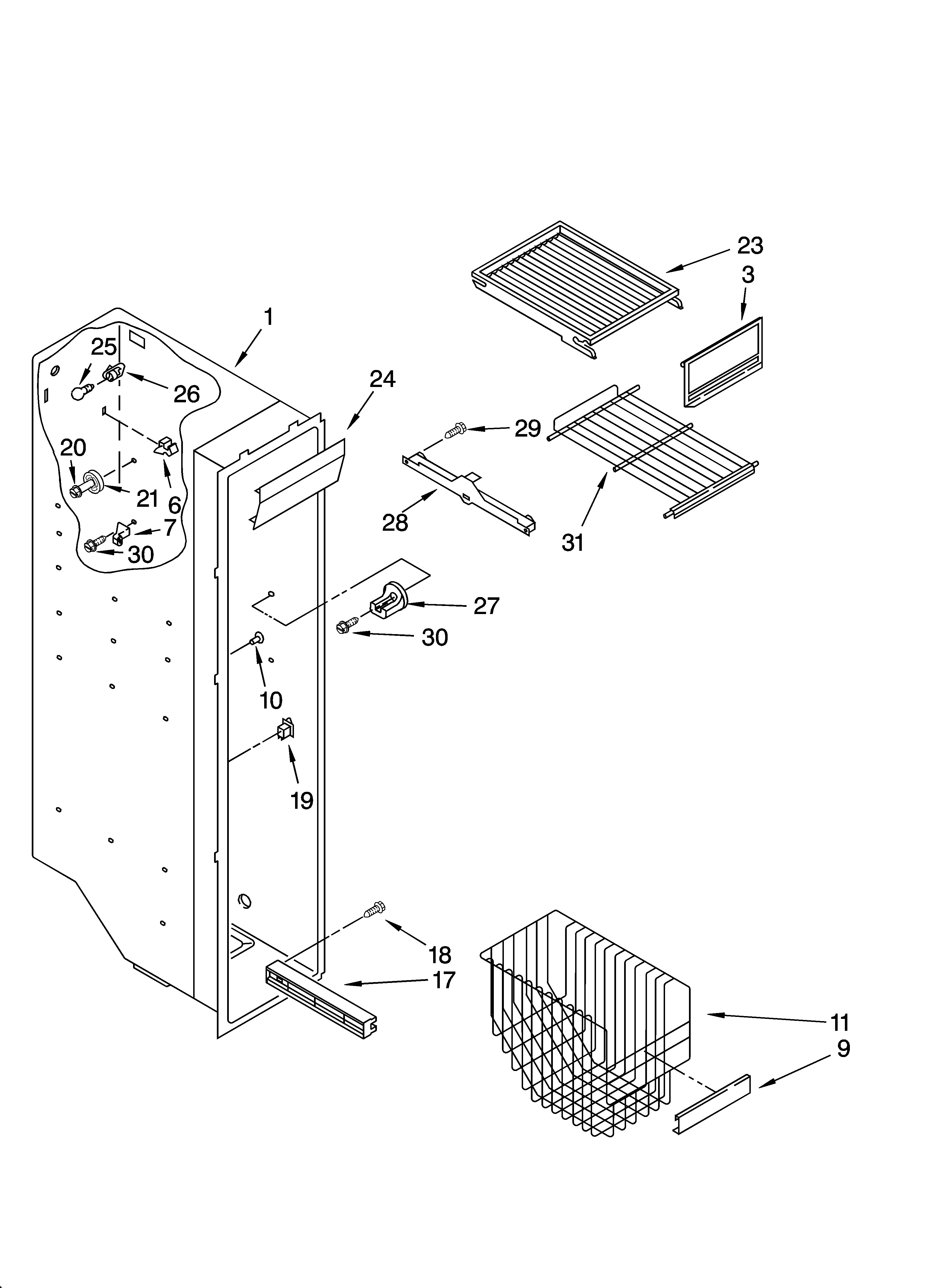Whirlpool ED5FHEXMQ10 freezer liner parts diagram