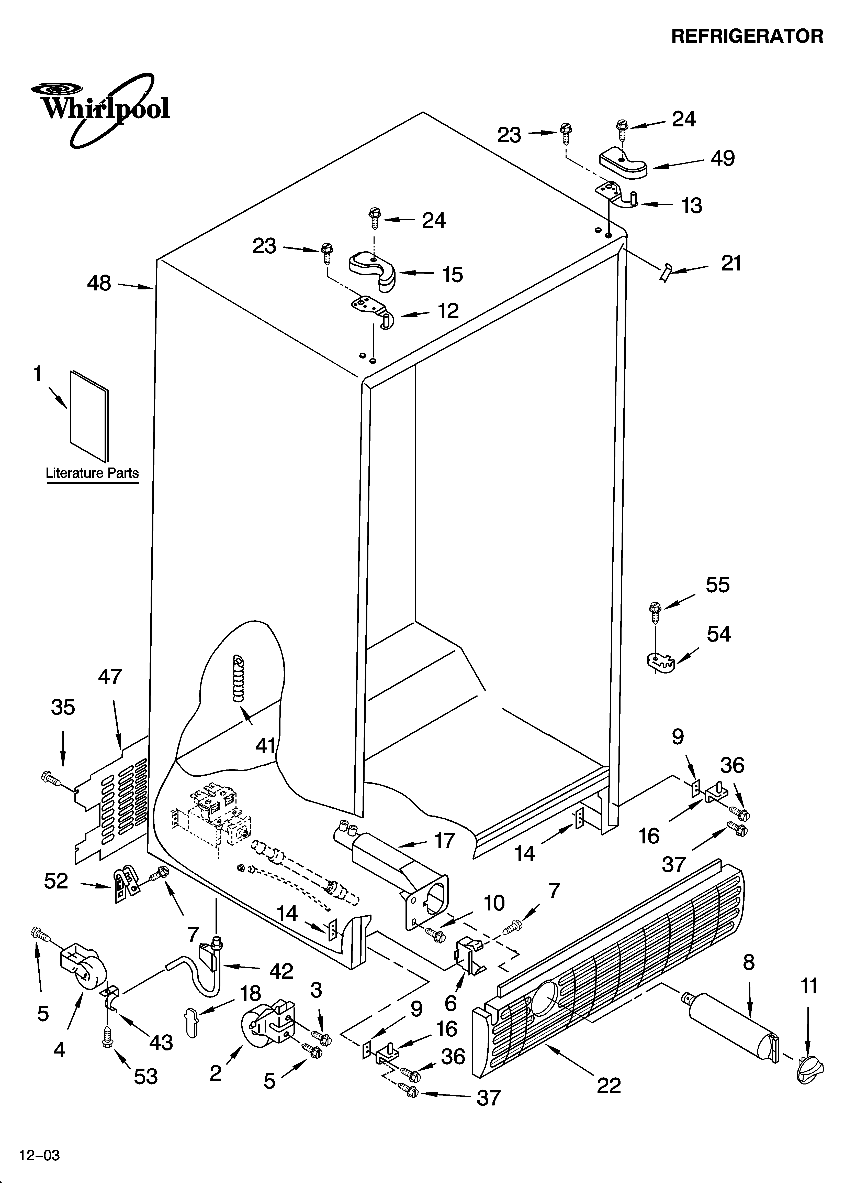 Whirlpool ED5LHAXML10 cabinet parts diagram