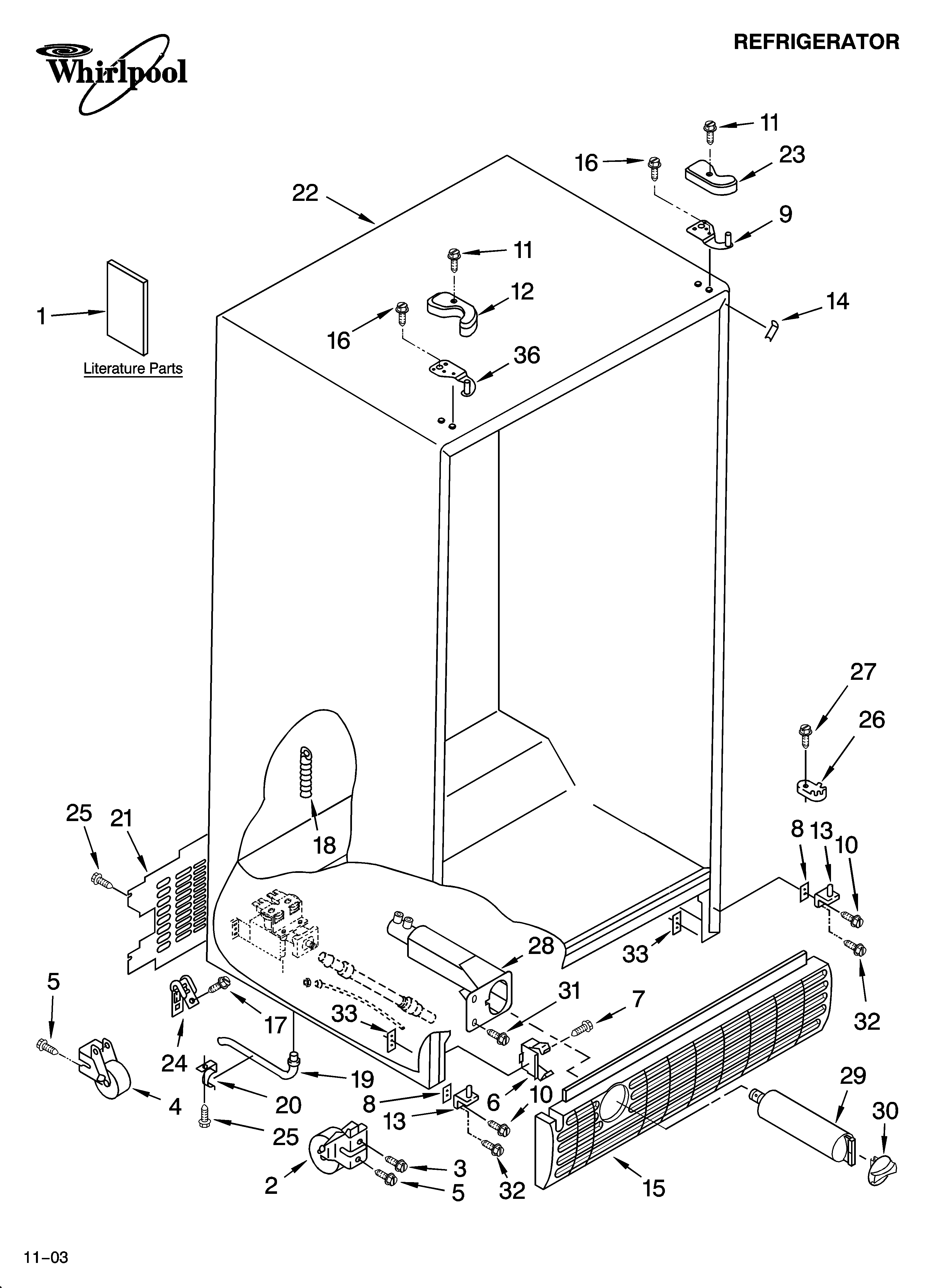 Whirlpool ED5PHAXMQ10 cabinet parts diagram
