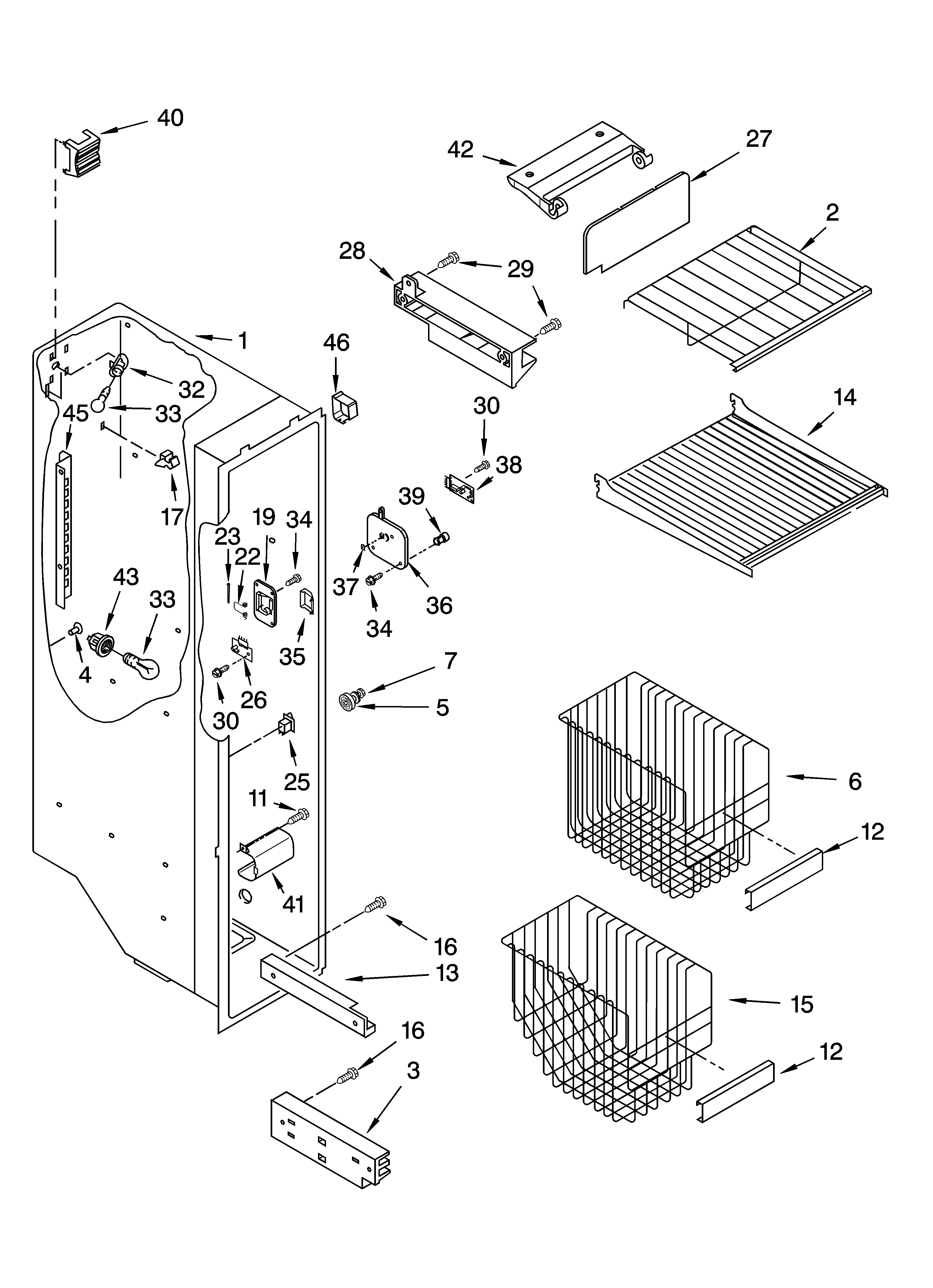 Whirlpool ED5PHAXMQ10 freezer liner parts diagram