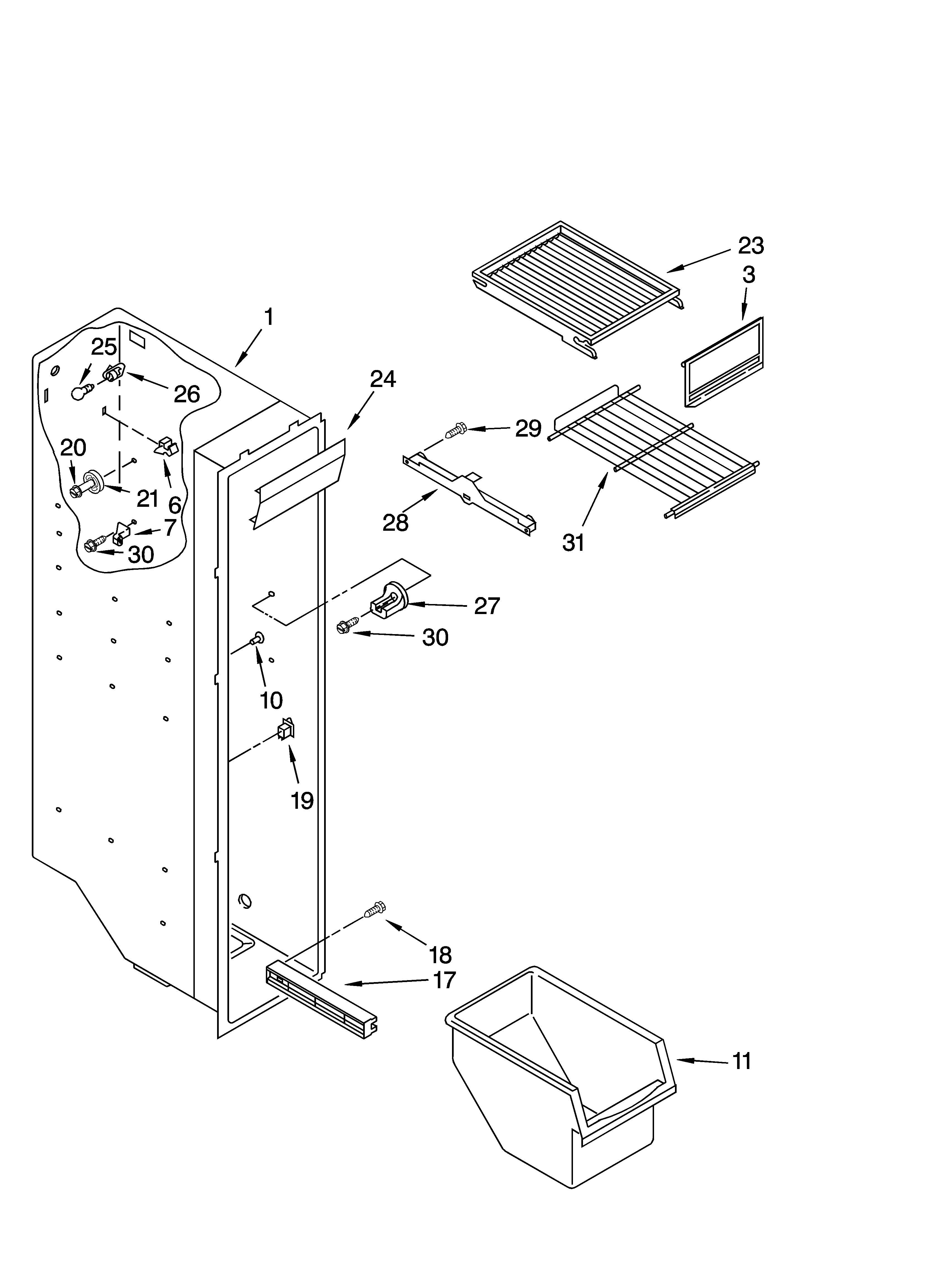 Whirlpool ED5VHGXMT10 freezer liner parts diagram