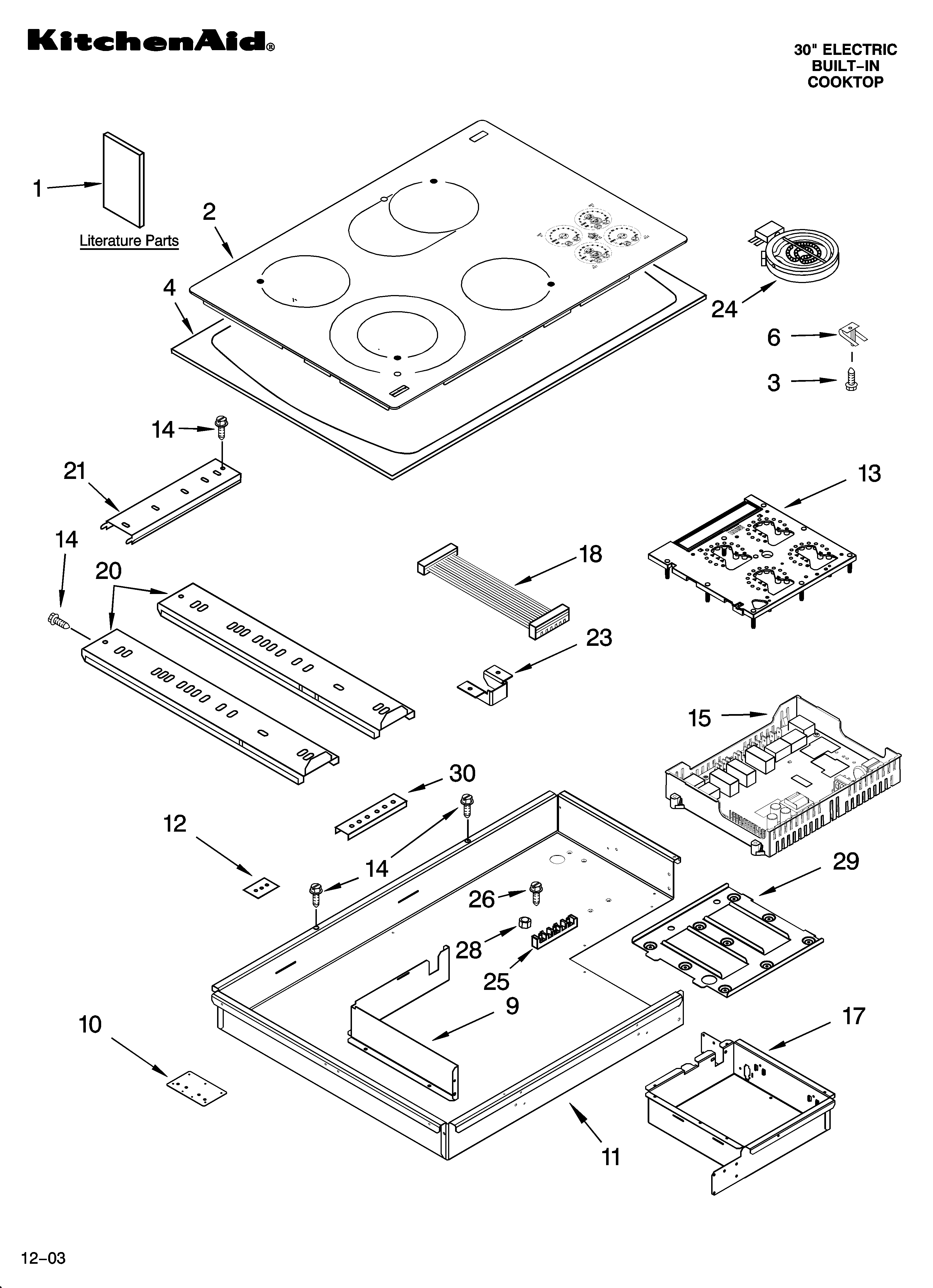 KitchenAid KECC508MBL01 cooktop parts, miscellaneous parts diagram