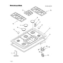 KitchenAid KGCS166GBT05 cooktop, burner and grate parts diagram