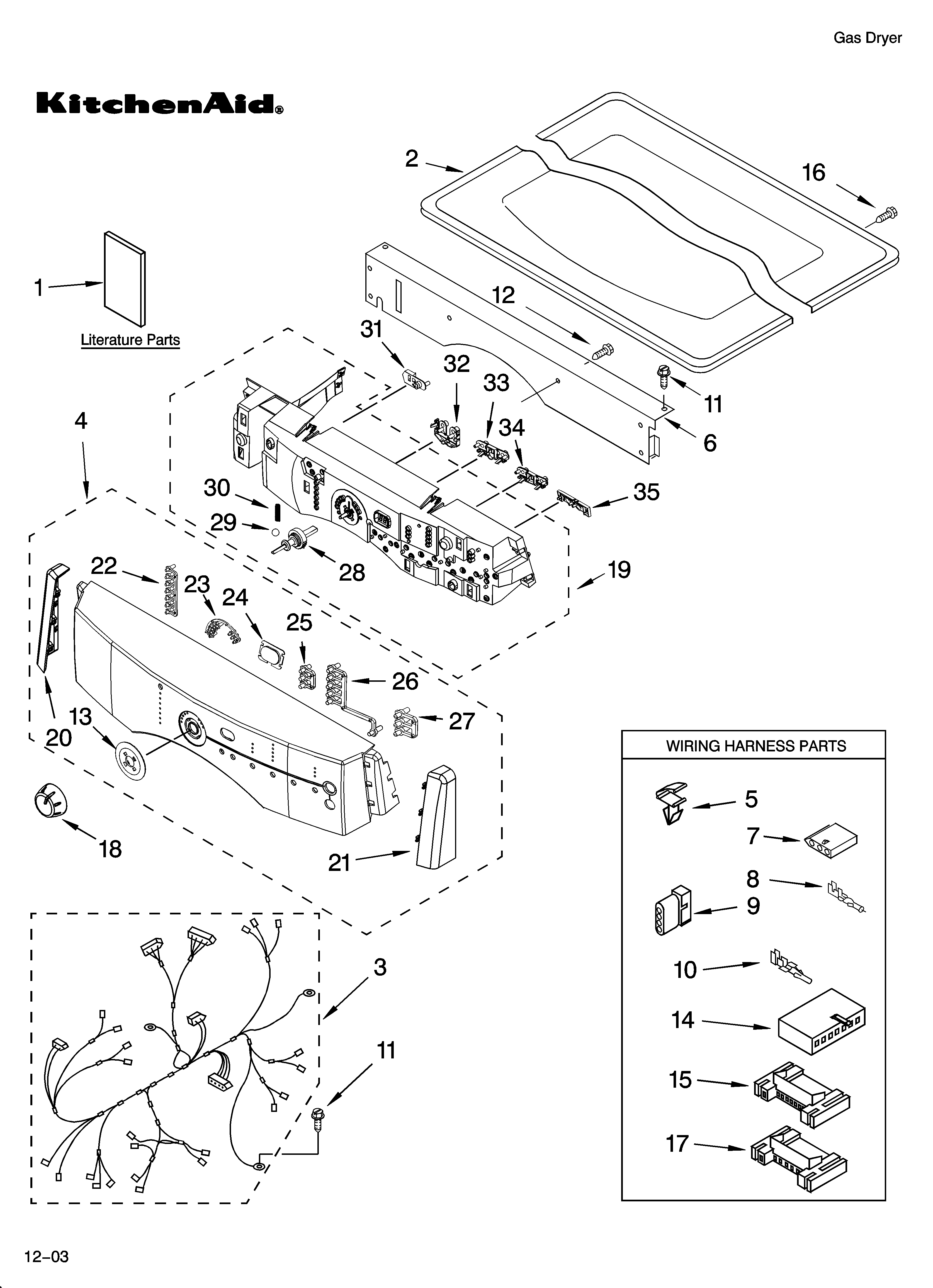 KitchenAid KGHS01PMT0 top and console parts diagram