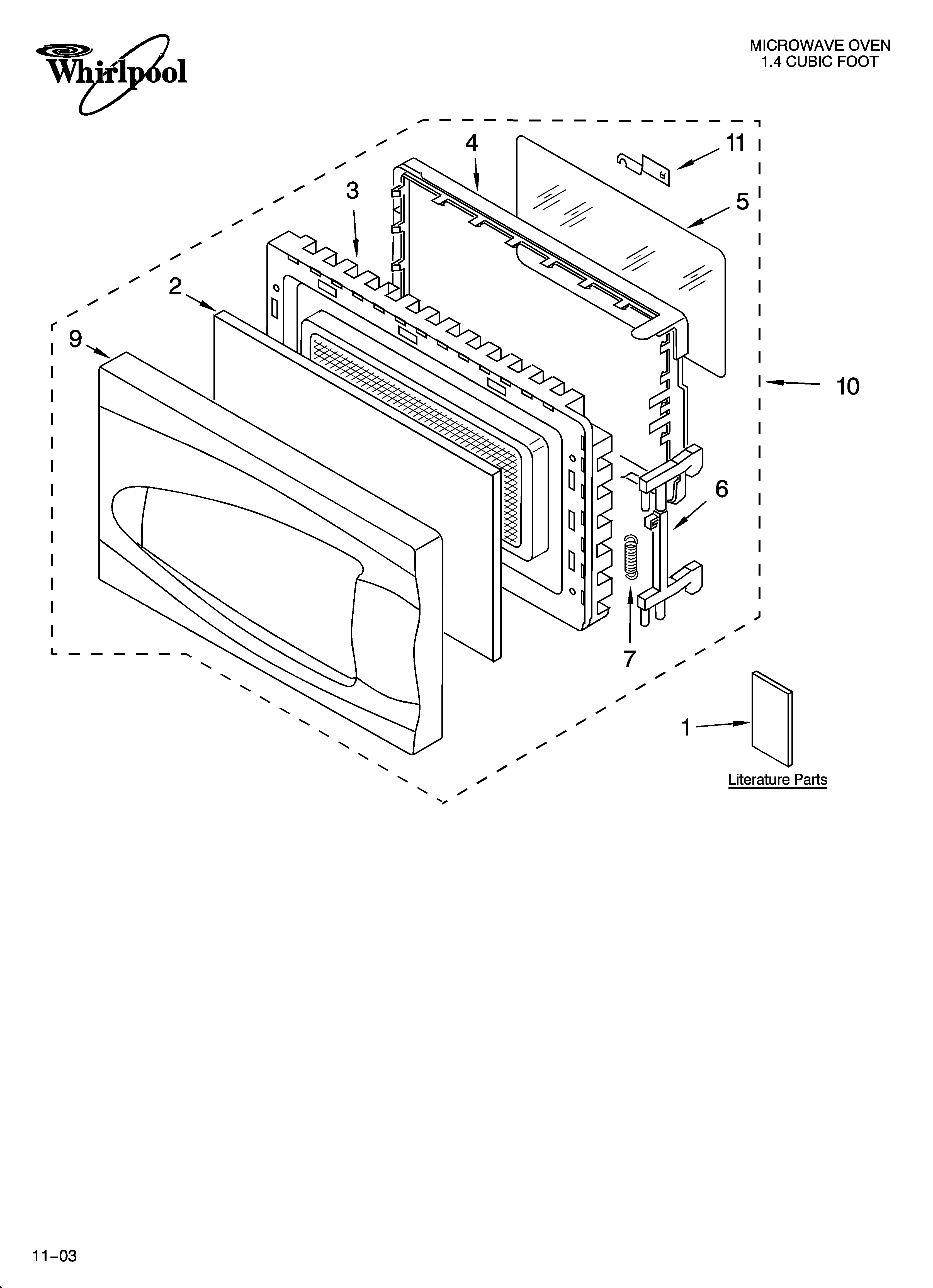 Whirlpool MT2145SJB01 door parts diagram