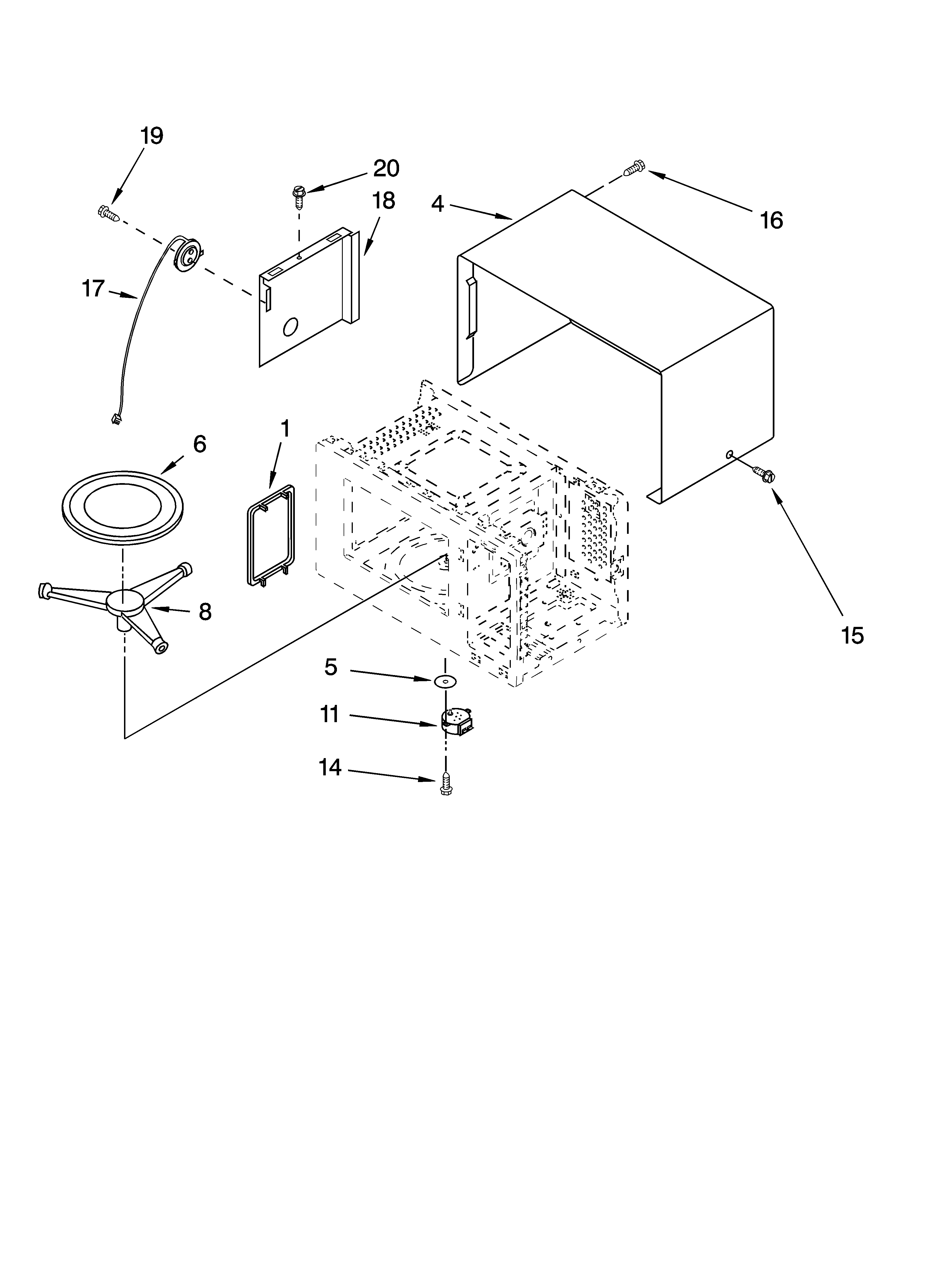 Whirlpool MT2145SJB01 oven cavity parts diagram