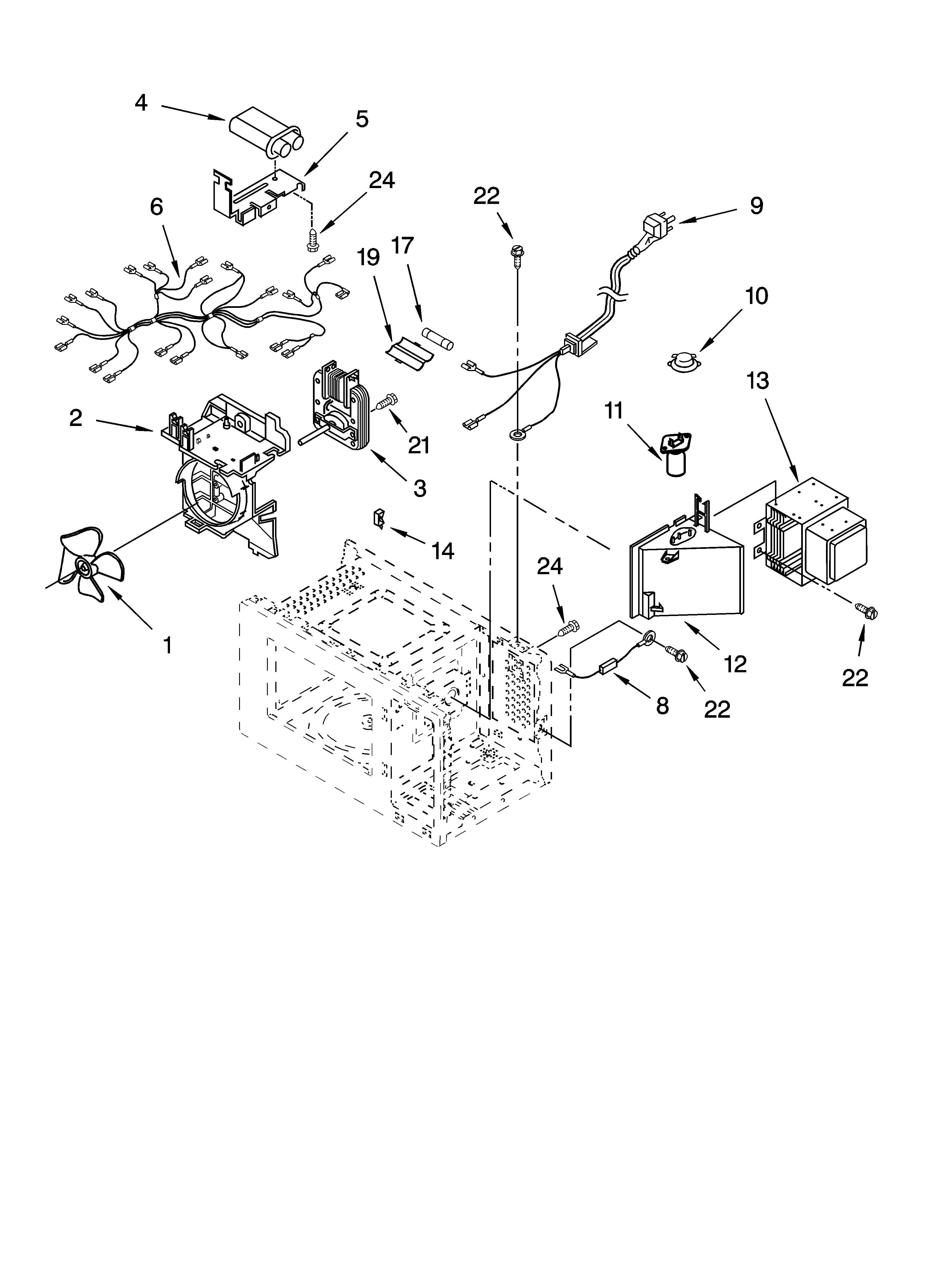 Whirlpool MT2145SJB01 oven interior parts diagram
