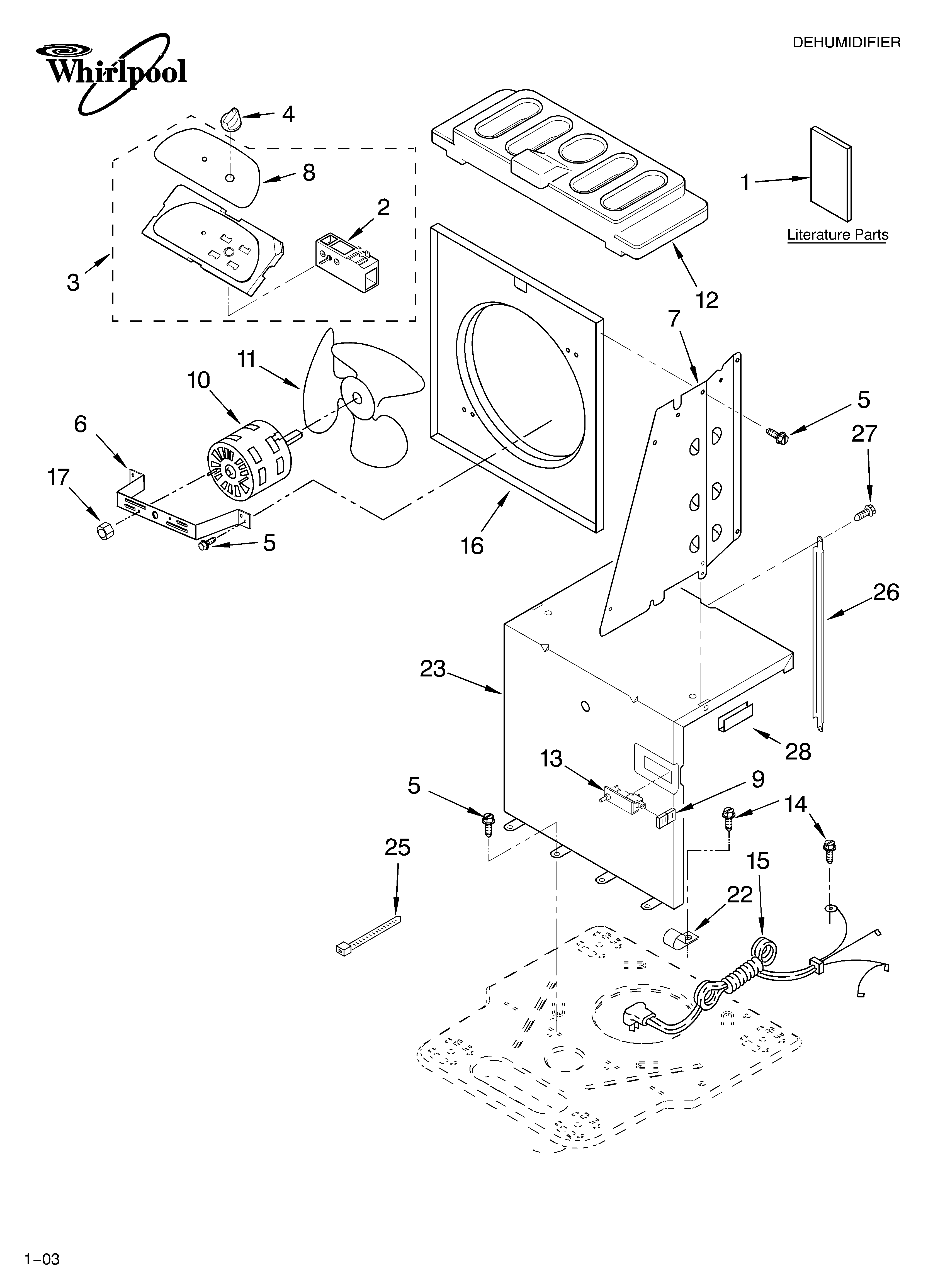Whirlpool AD25BBL6 air flow and control parts diagram