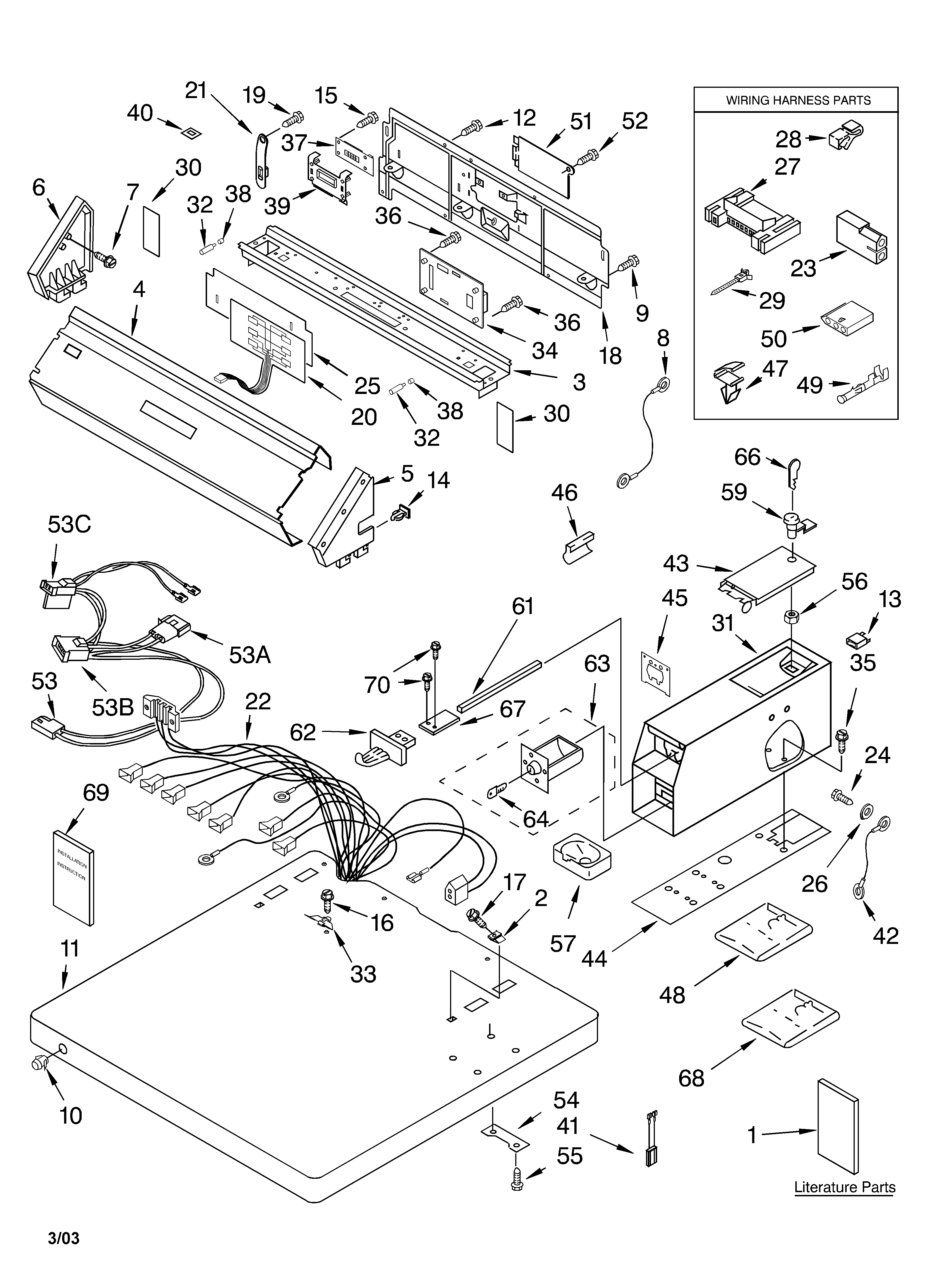 Whirlpool CGP2761KQ1 top and console parts diagram
