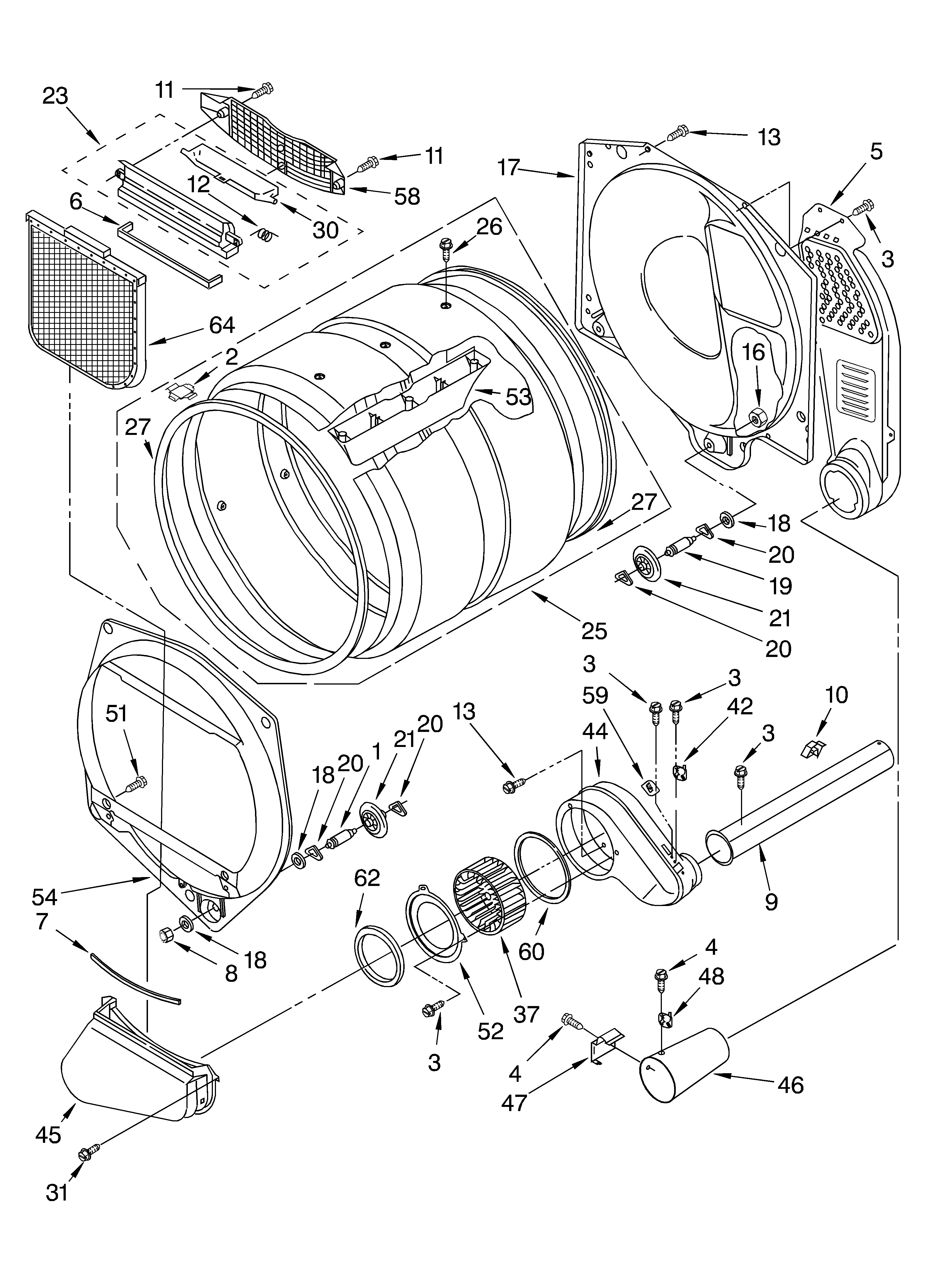 Whirlpool CGP2761KQ1 bulkhead parts diagram