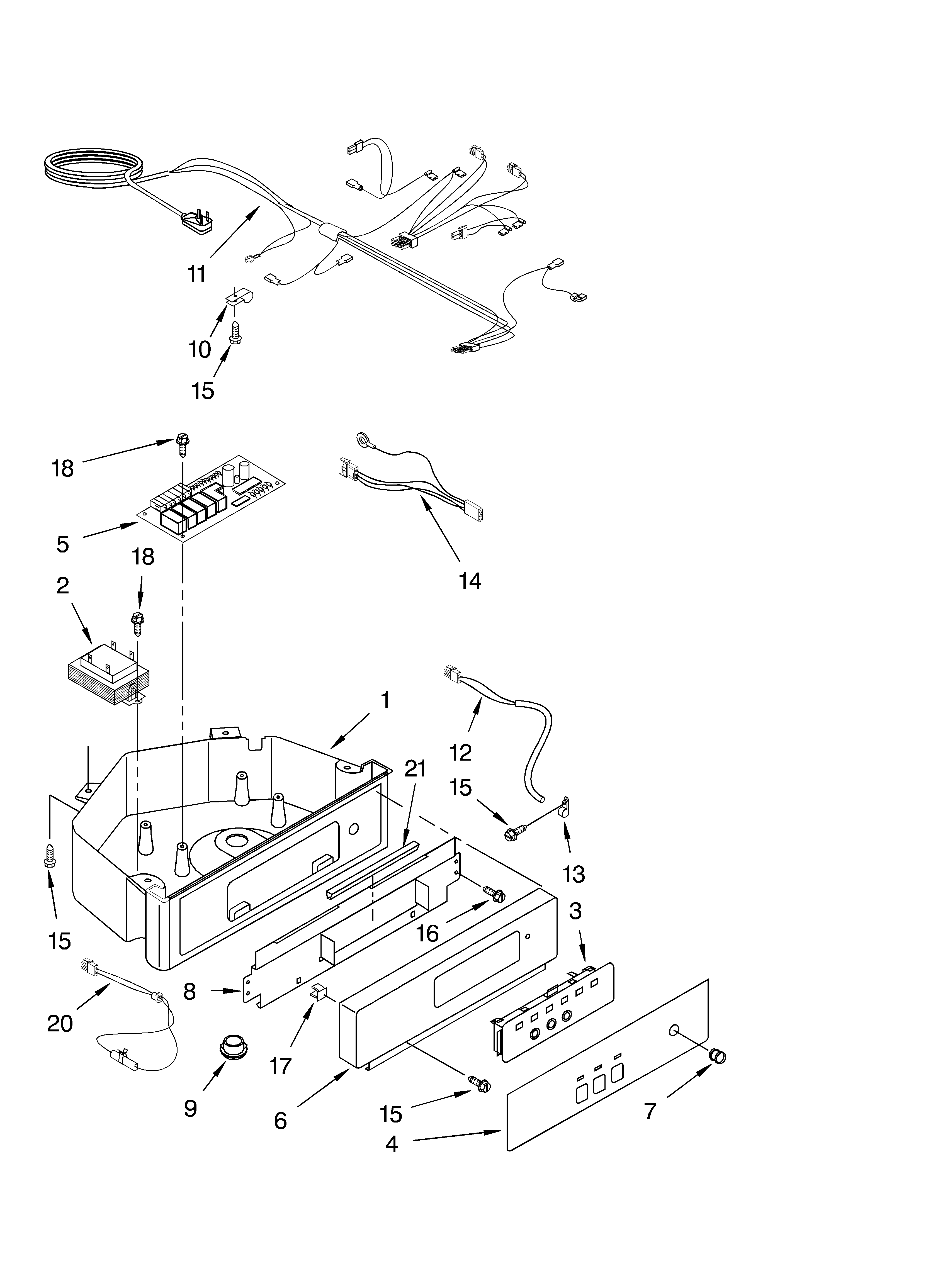 Whirlpool GI1500XHW4 control panel parts diagram