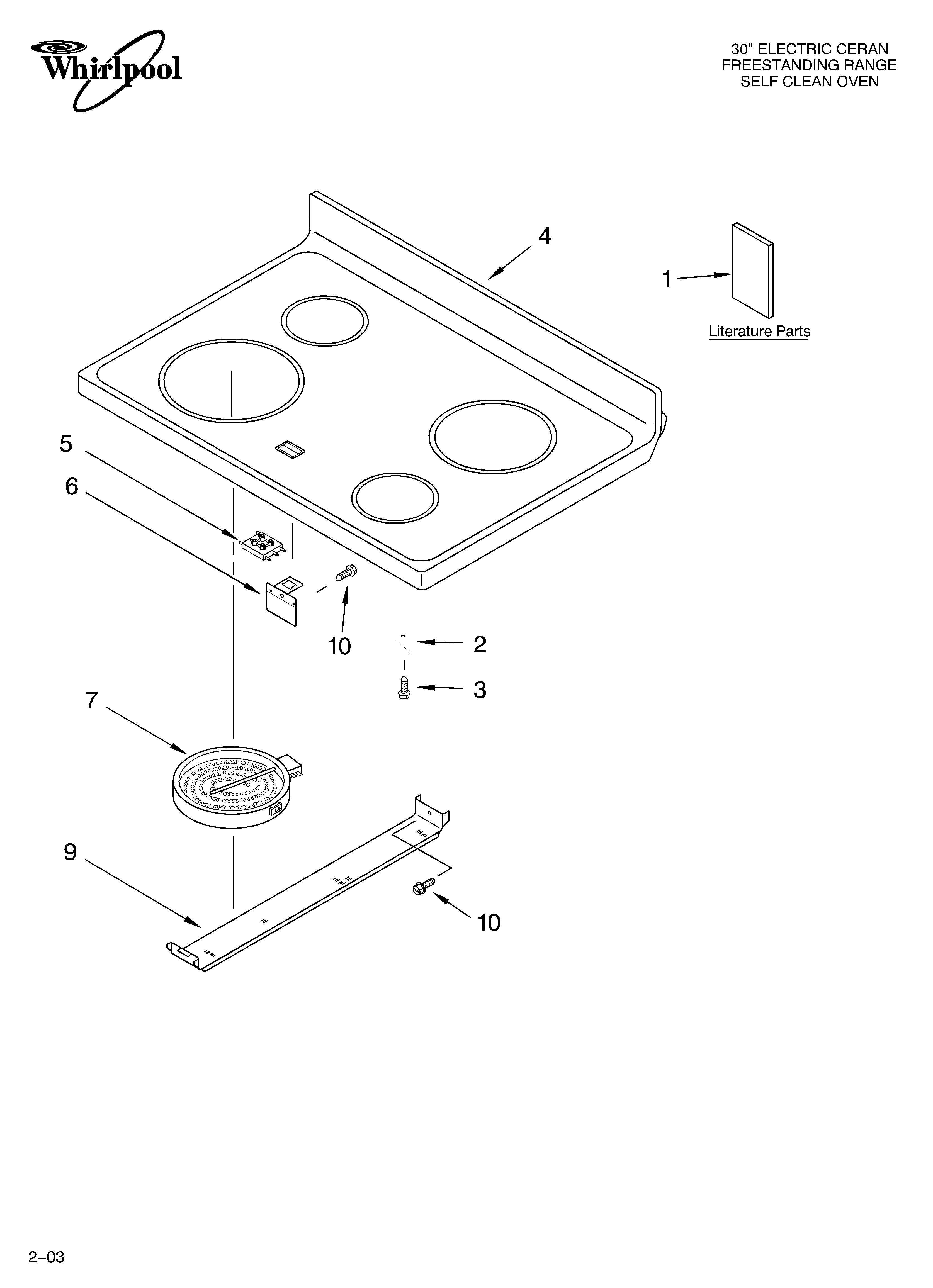 Whirlpool GR445LXLS0 cooktop parts diagram