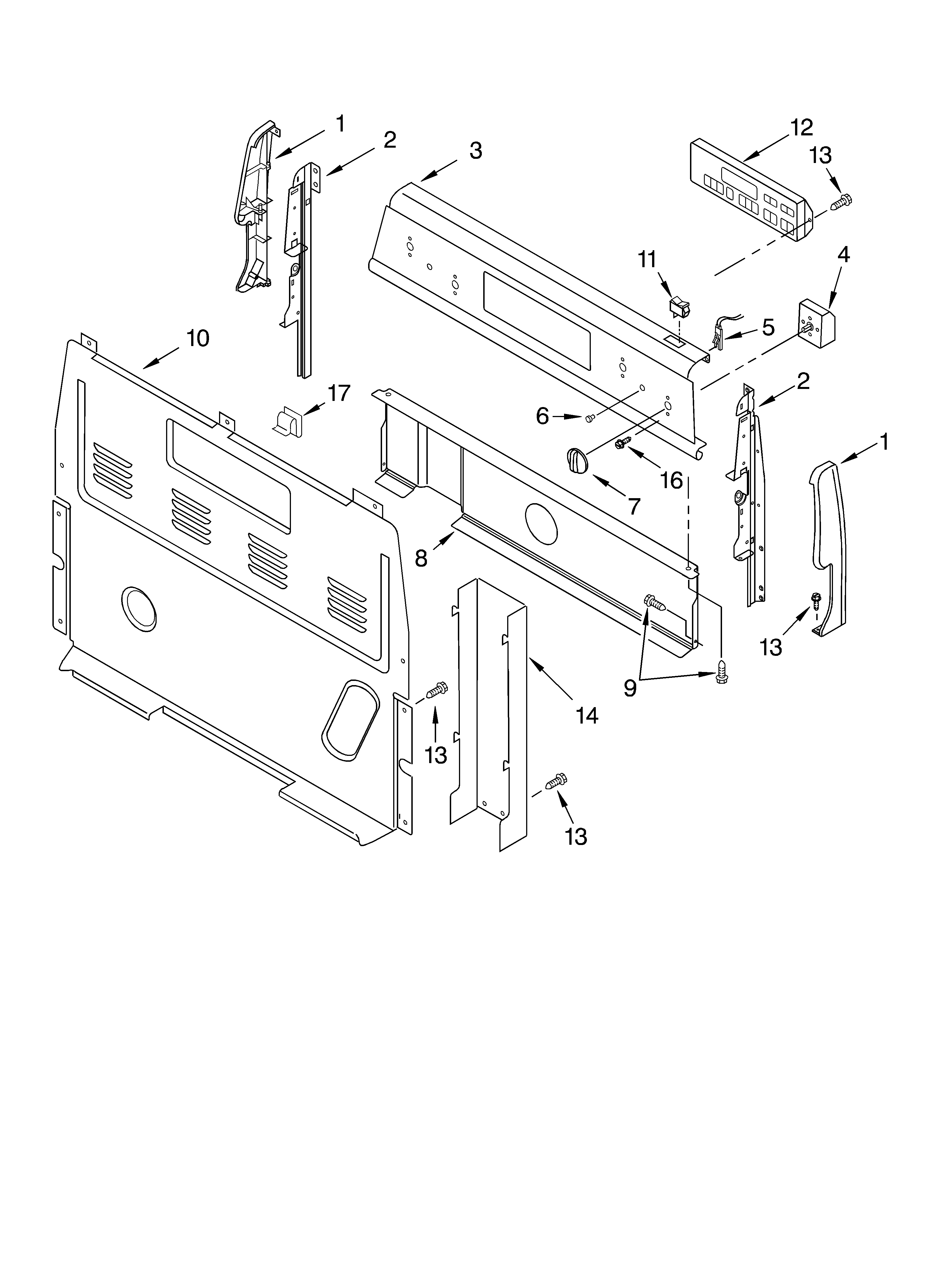 Whirlpool GR445LXLS0 control panel parts diagram