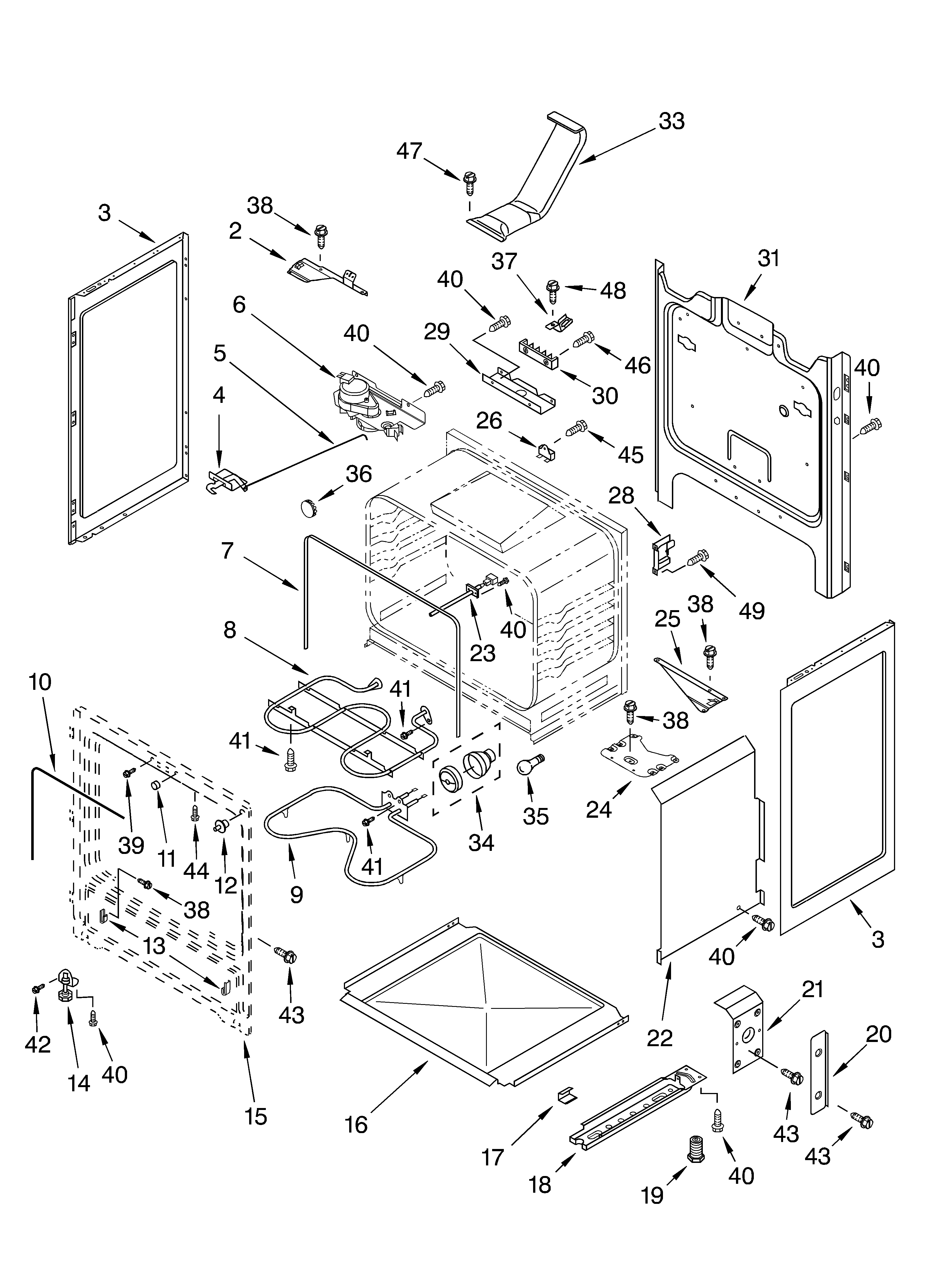 Whirlpool GR445LXLS0 chassis parts diagram