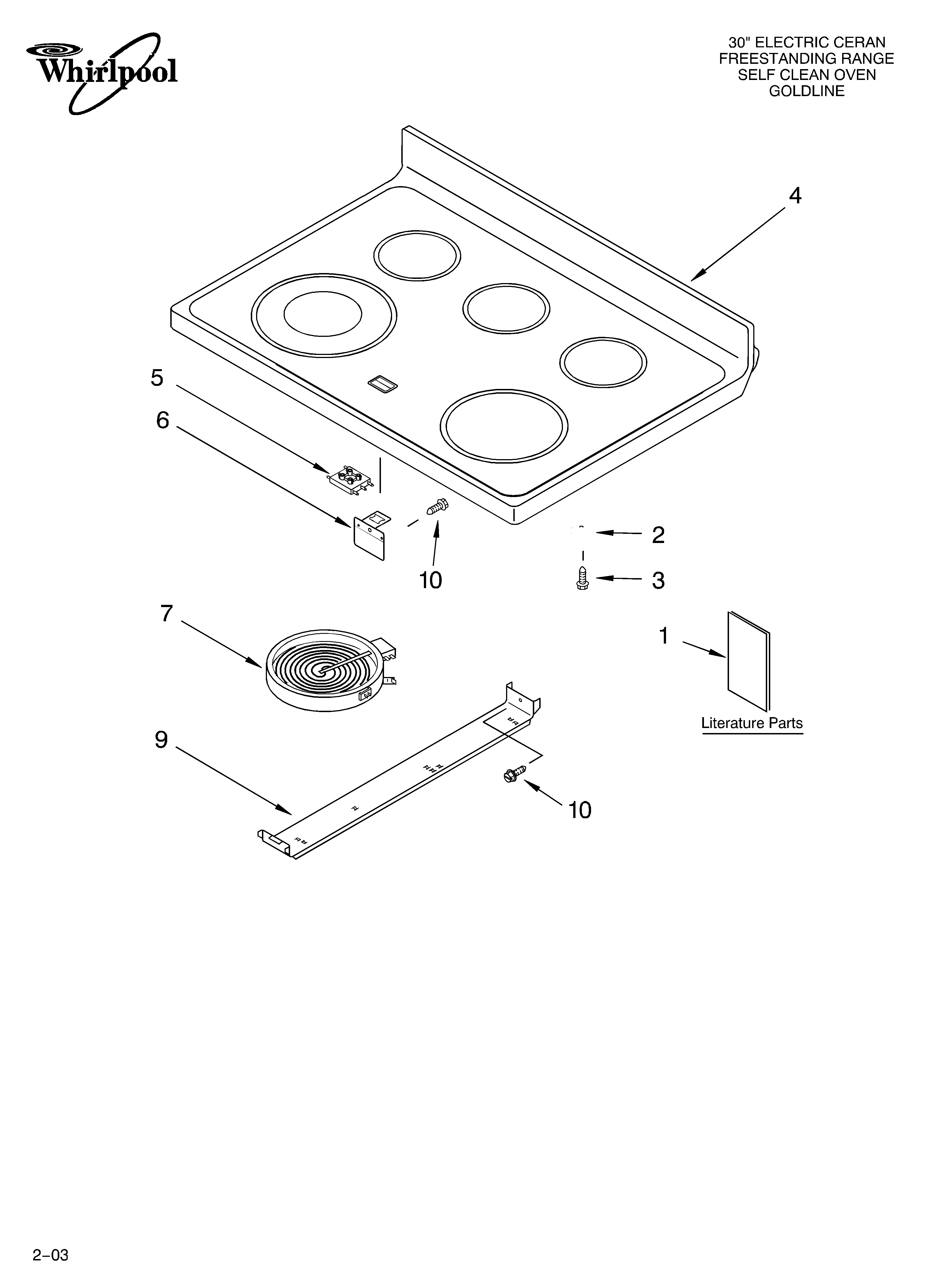 Whirlpool GR465LXLS0 cooktop parts diagram