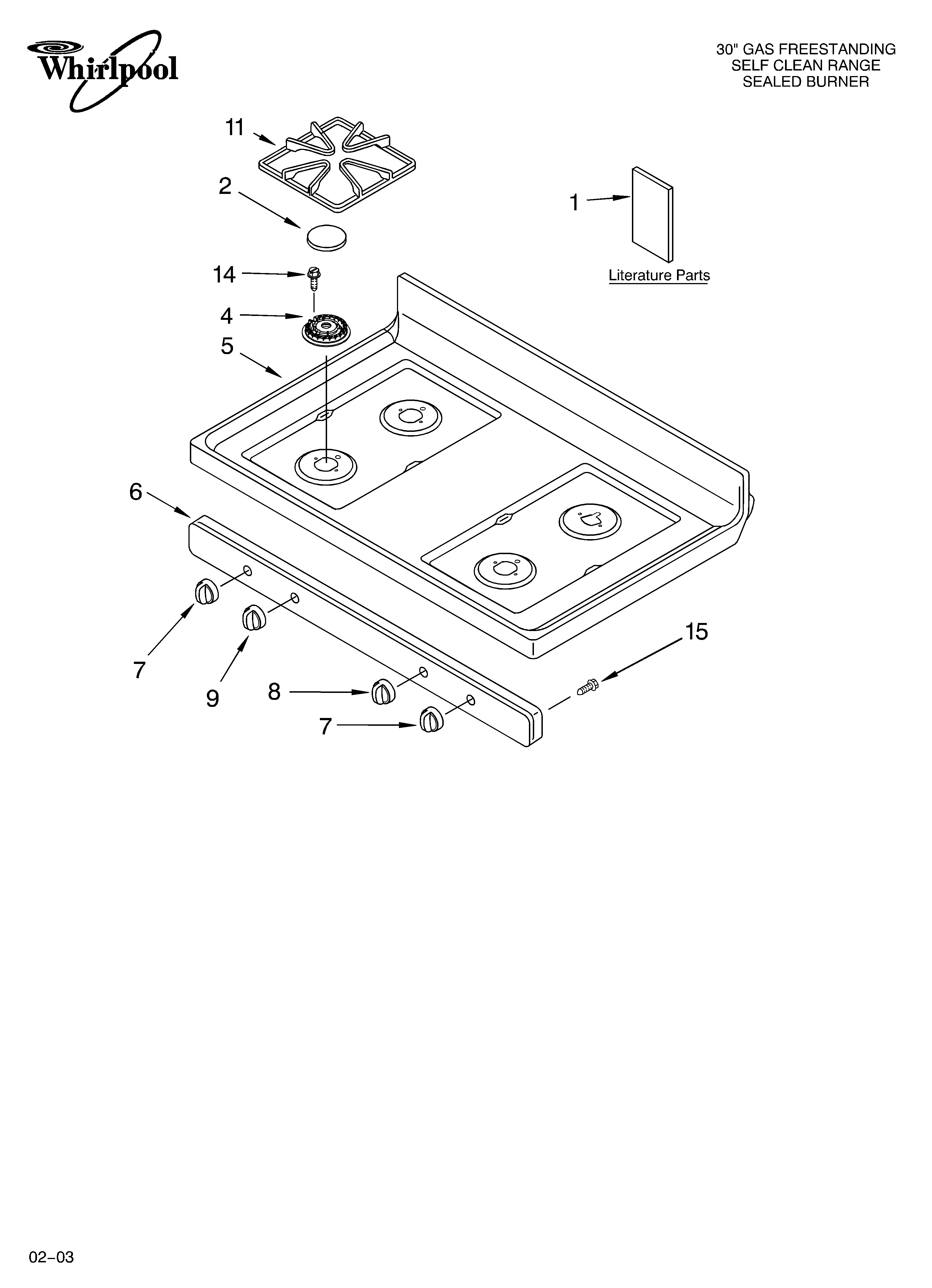Whirlpool GS445LELS0 cooktop parts diagram