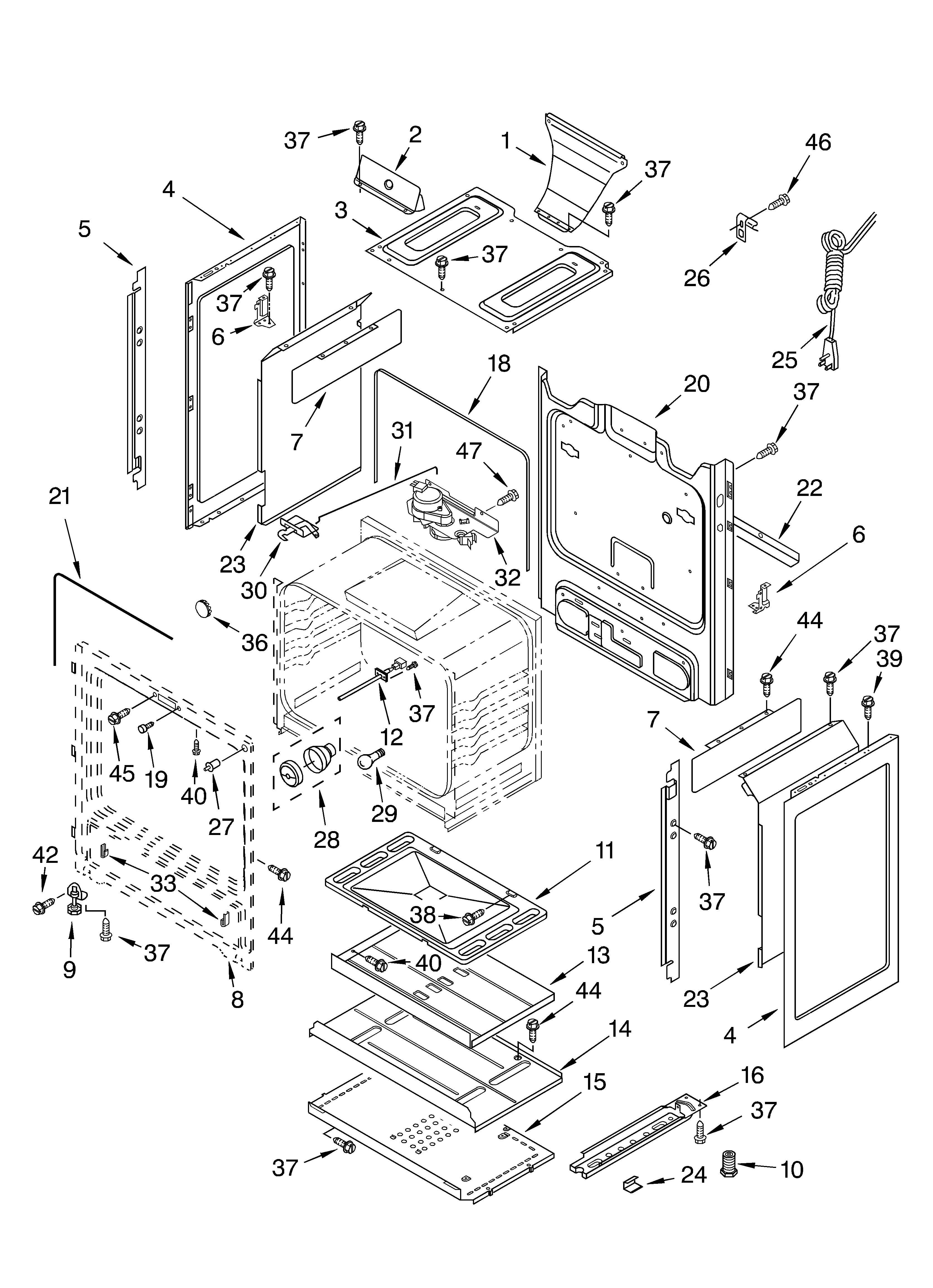 Whirlpool GS445LELS0 chassis parts diagram