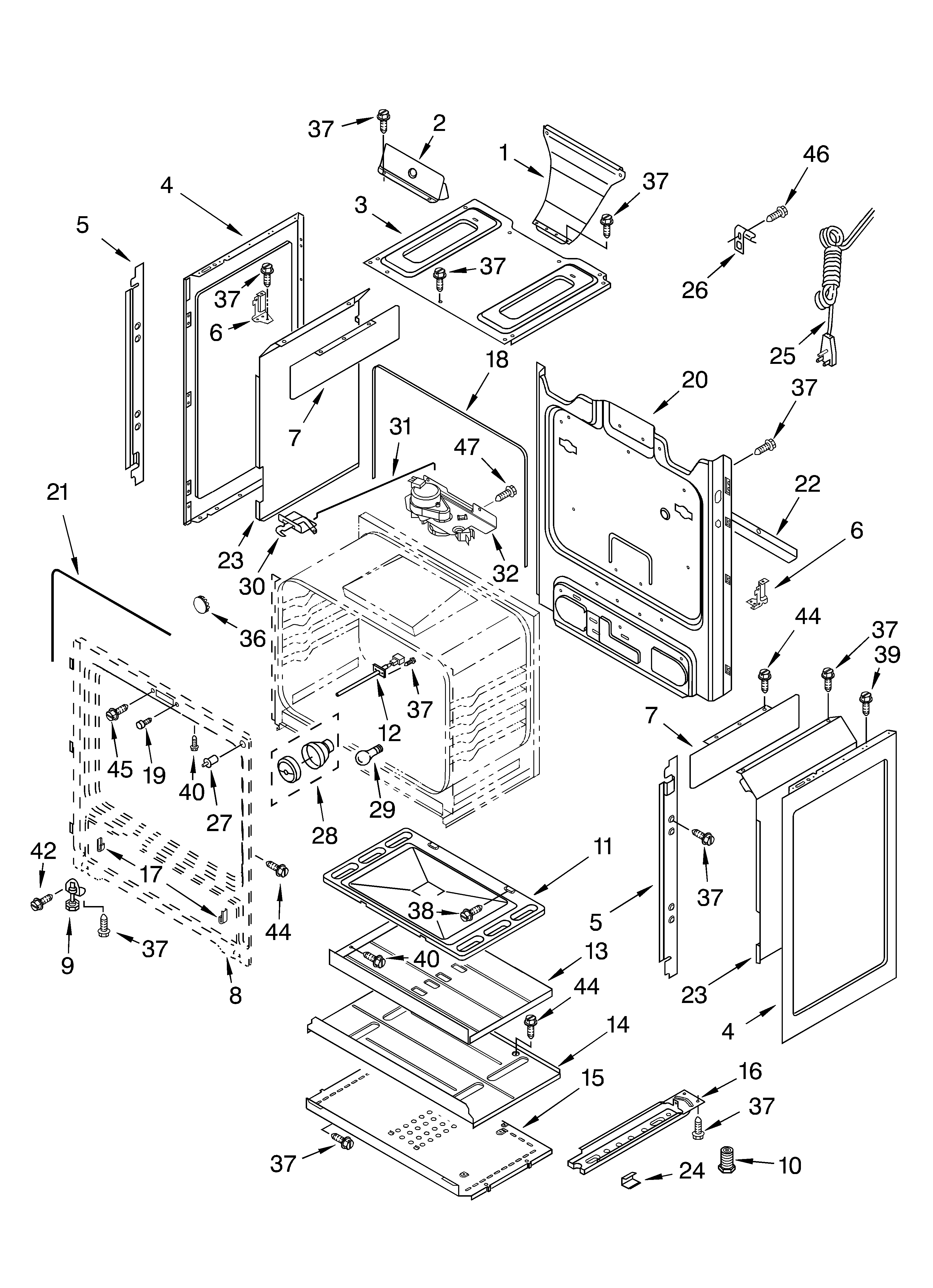 Whirlpool GS460LELT0 chassis parts diagram