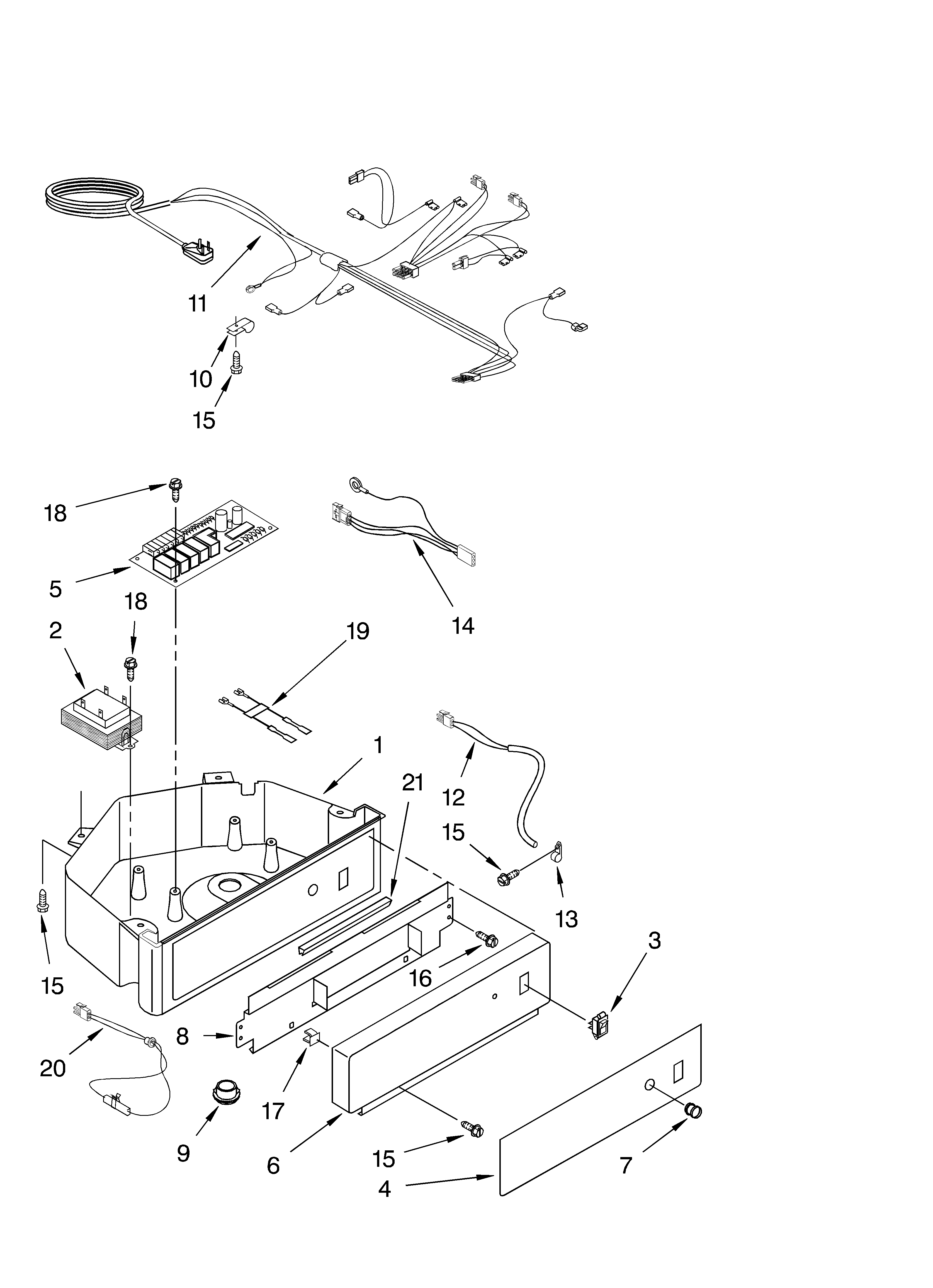 Whirlpool JEACS50SL4 control panel parts diagram