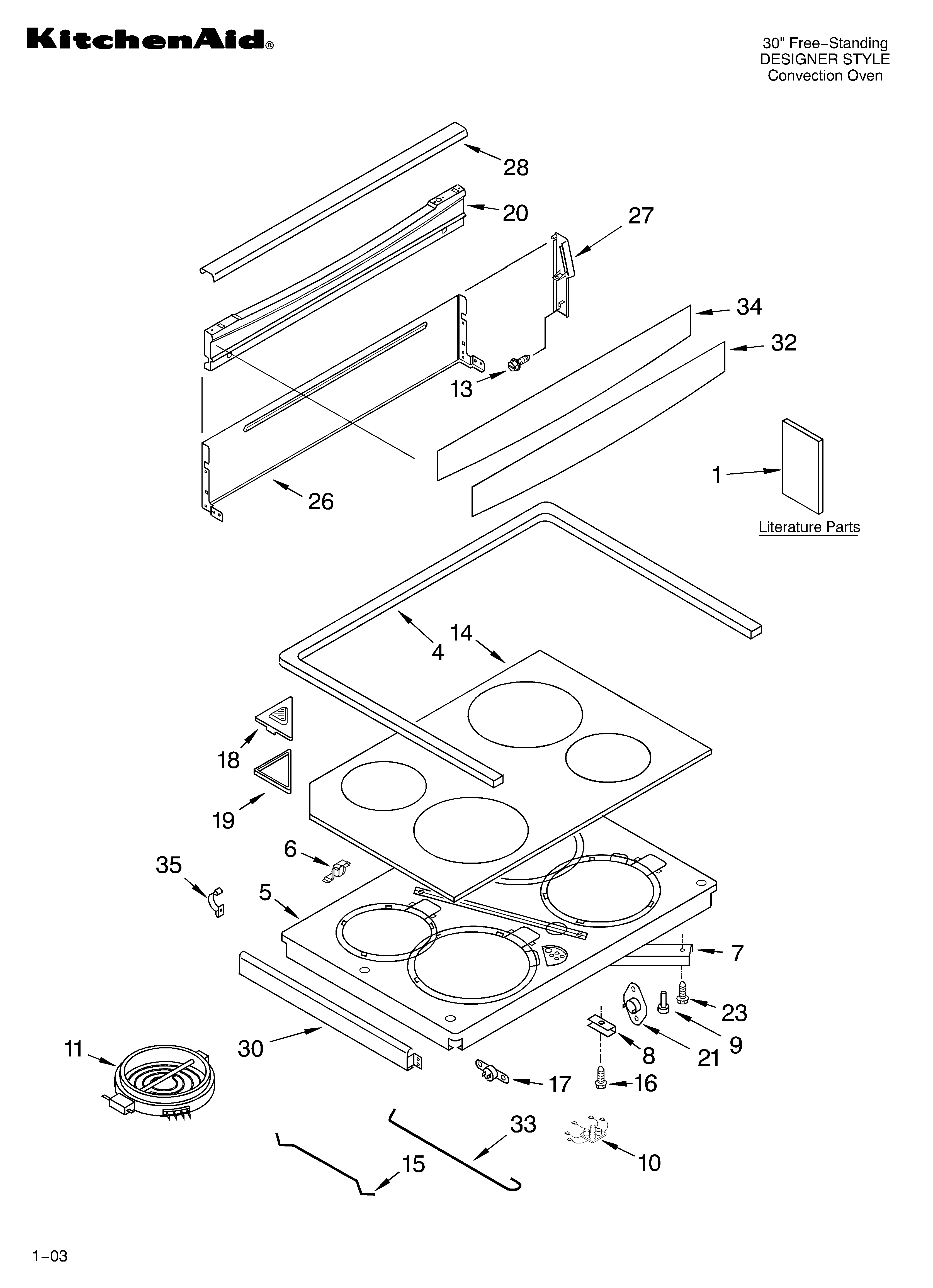 KitchenAid KERC608LSS0 cooktop parts diagram