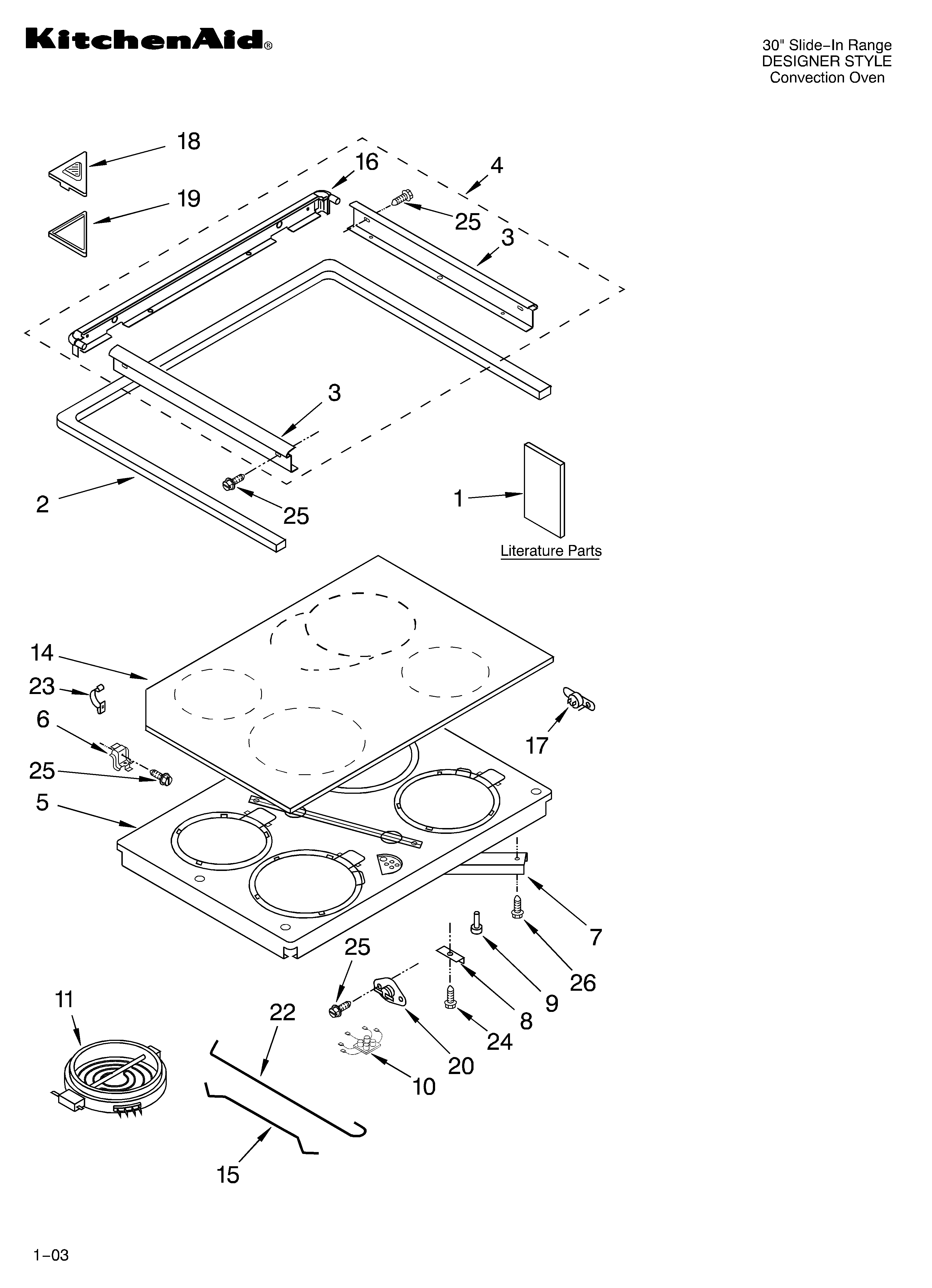 KitchenAid KESC308LSS0 cooktop parts diagram