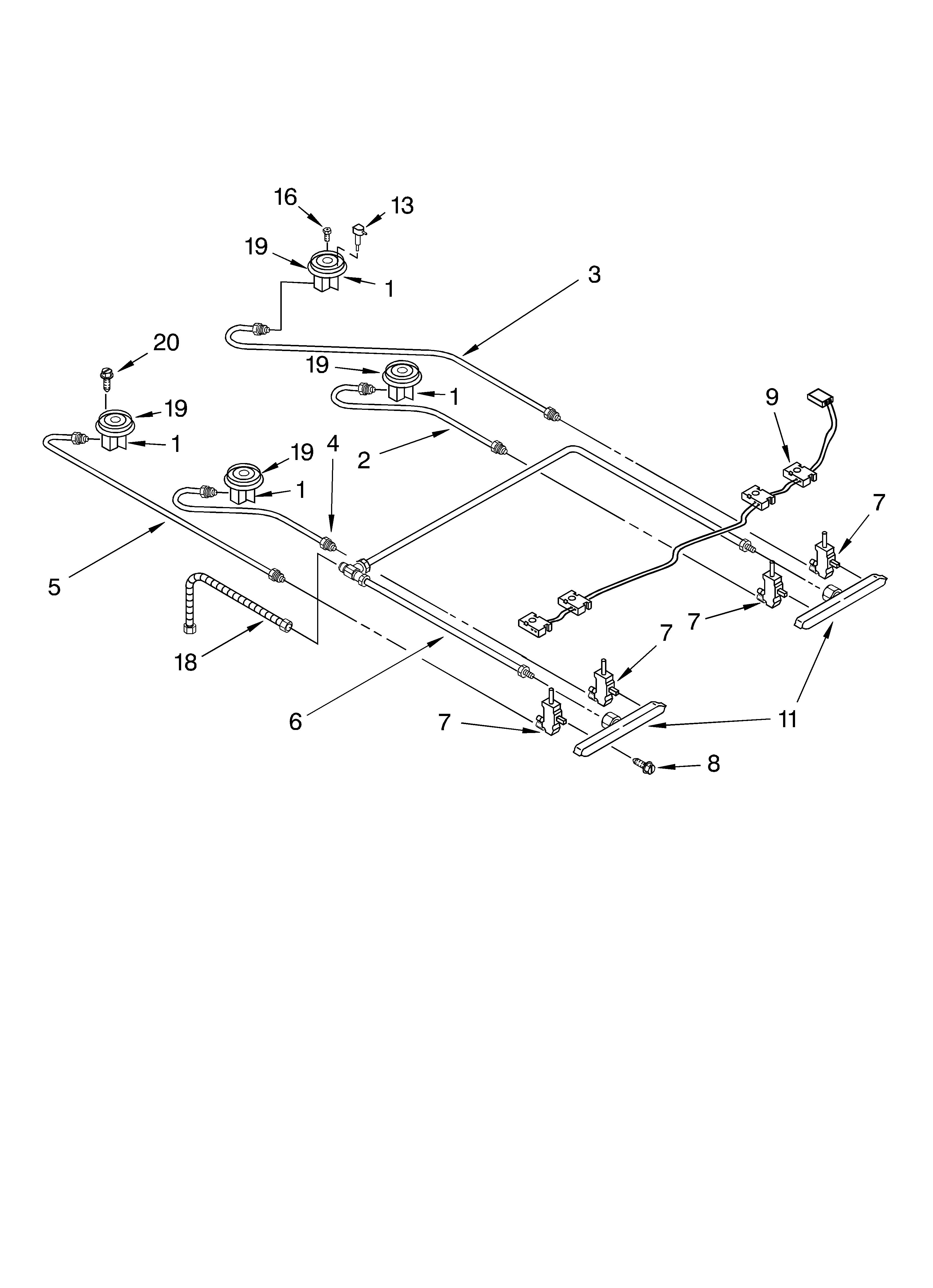 KitchenAid KGRC707LBL0 cooktop burner parts diagram